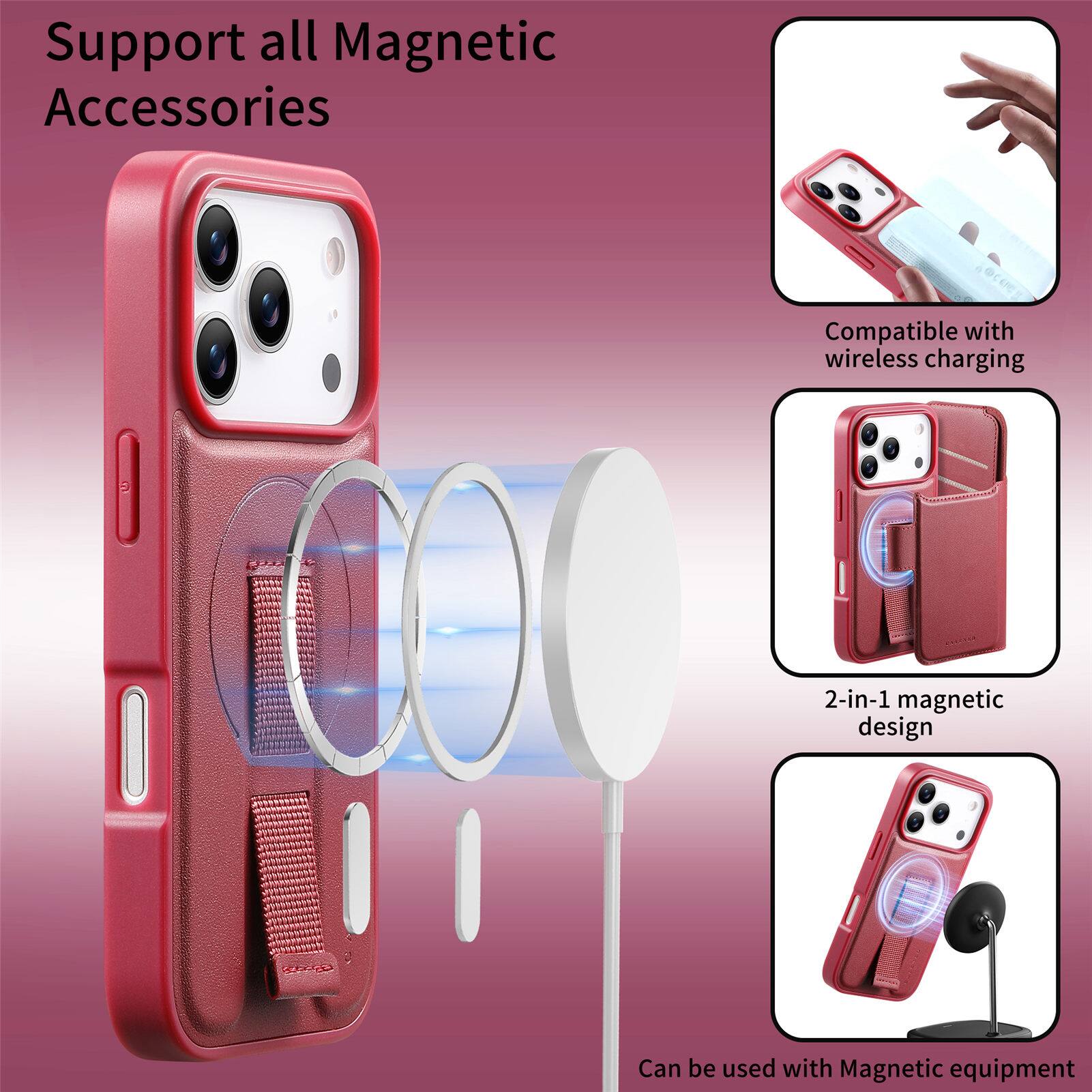 Support all Magnetic Accessories  
Compatible with wireless charging  
2-in-1 magnetic design  
Can be used with Magnetic equipment