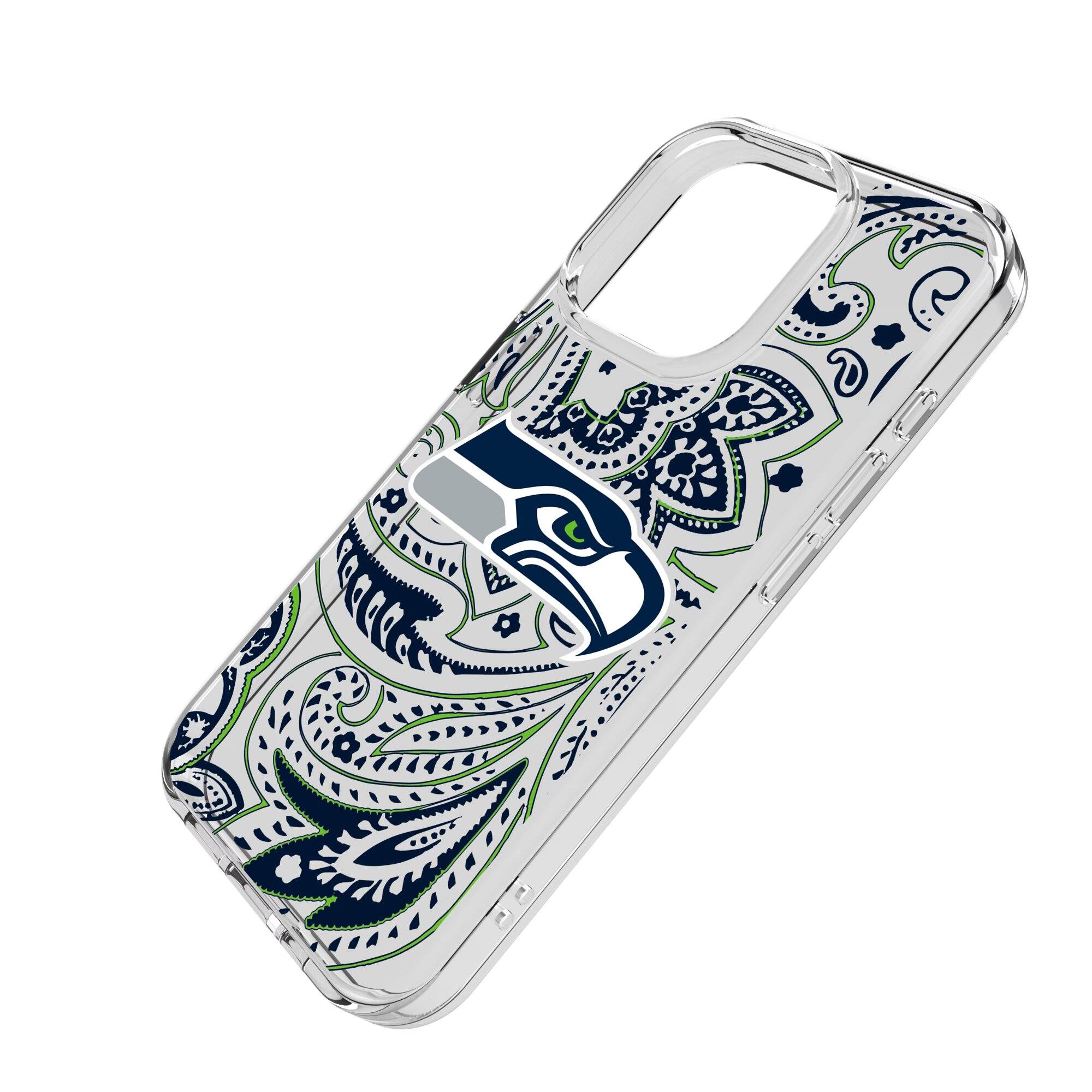 Alt View 1. Keyscaper - Seattle Seahawks iPhone Clear Paisley Design Case - 14 - Multicolor.