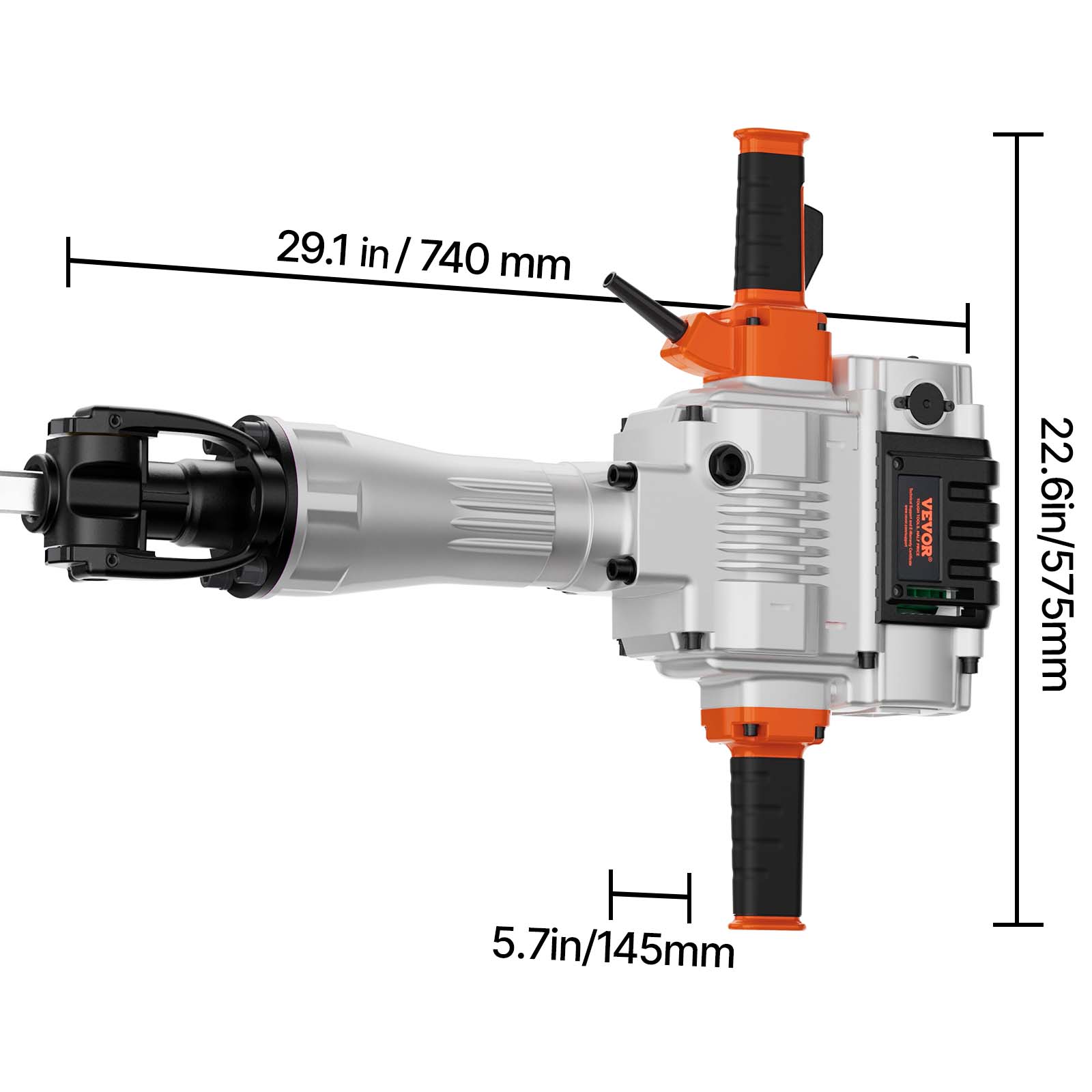29.1 in / 740 mm  
5.7 in / 145 mm  
22.6 in / 575 mm