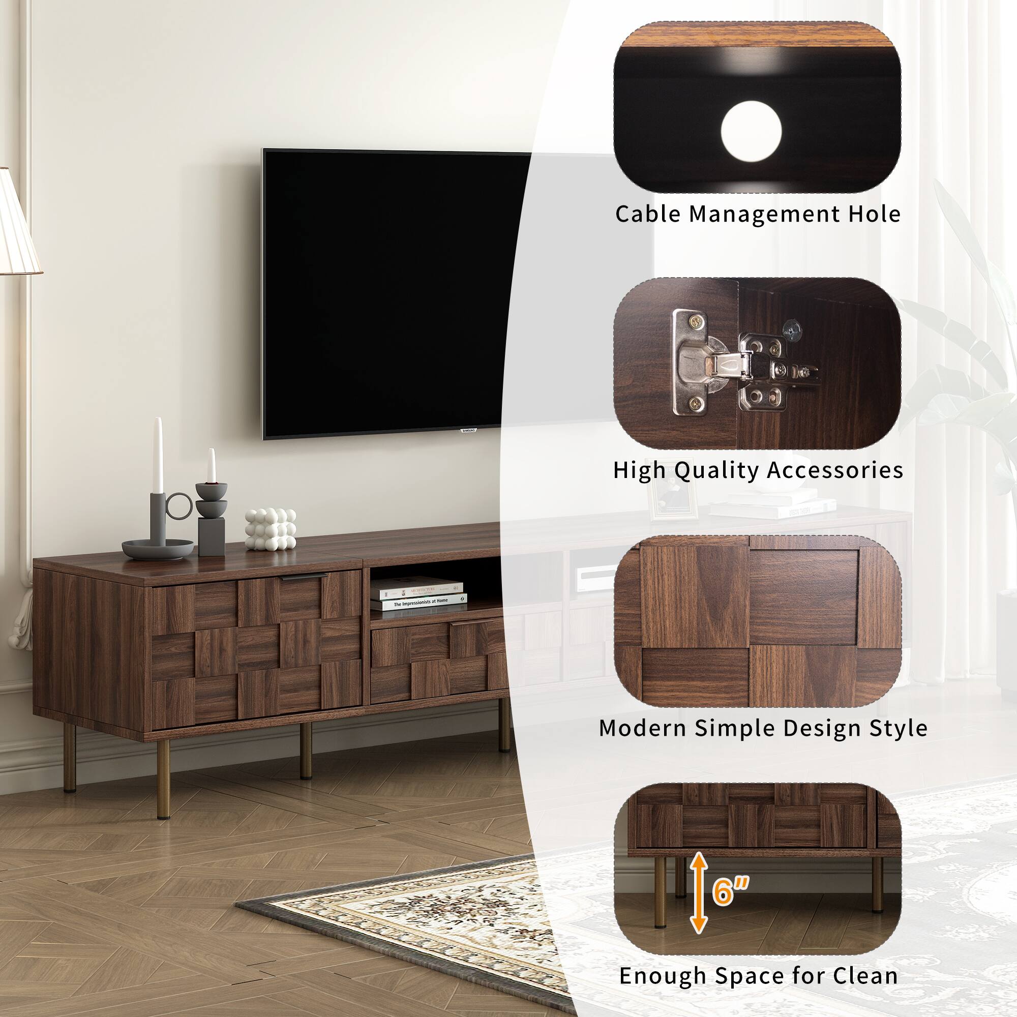 Cable Management Hole  
High Quality Accessories  
Modern Simple Design Style  
Enough Space for Clean