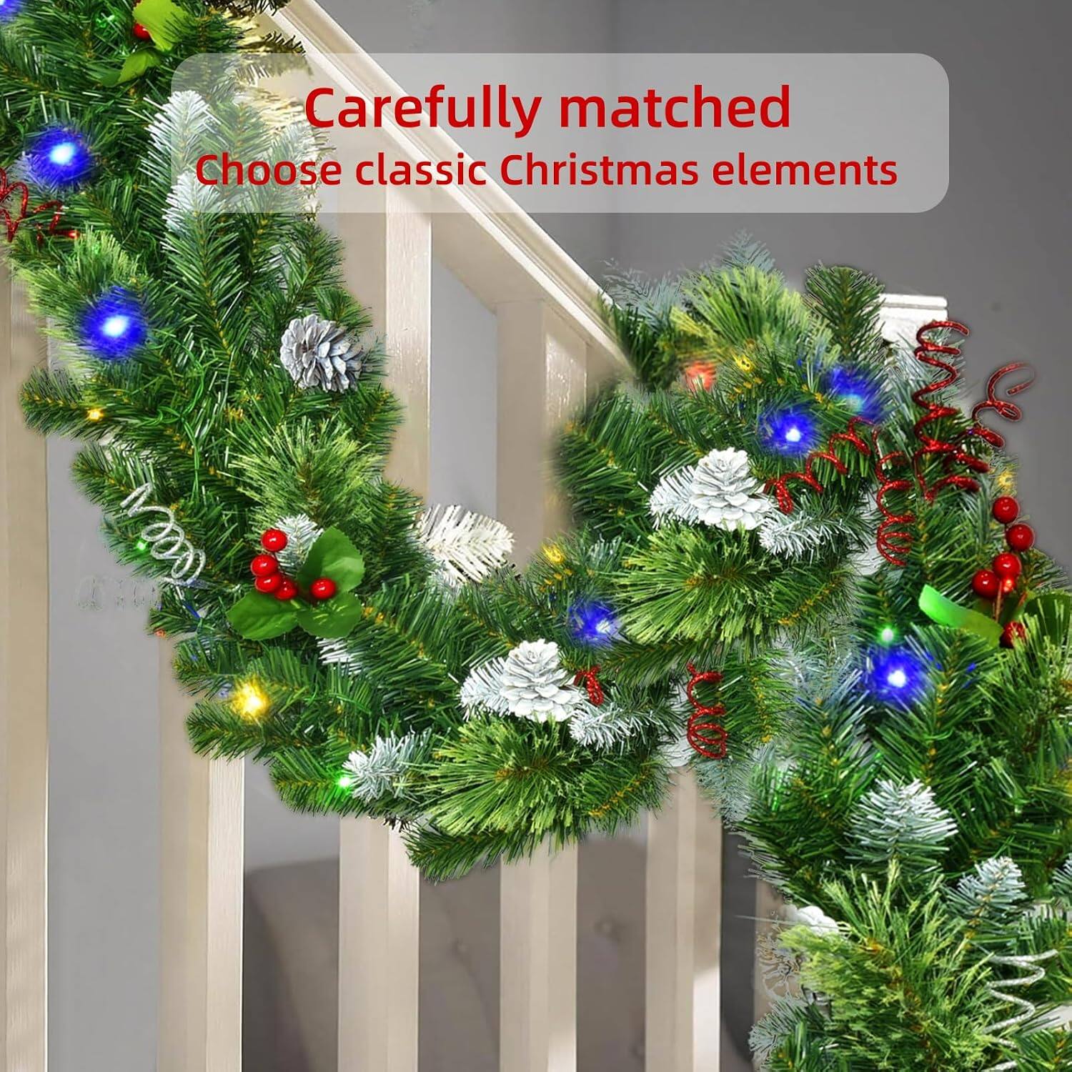 Carefully matched  
Choose classic Christmas elements