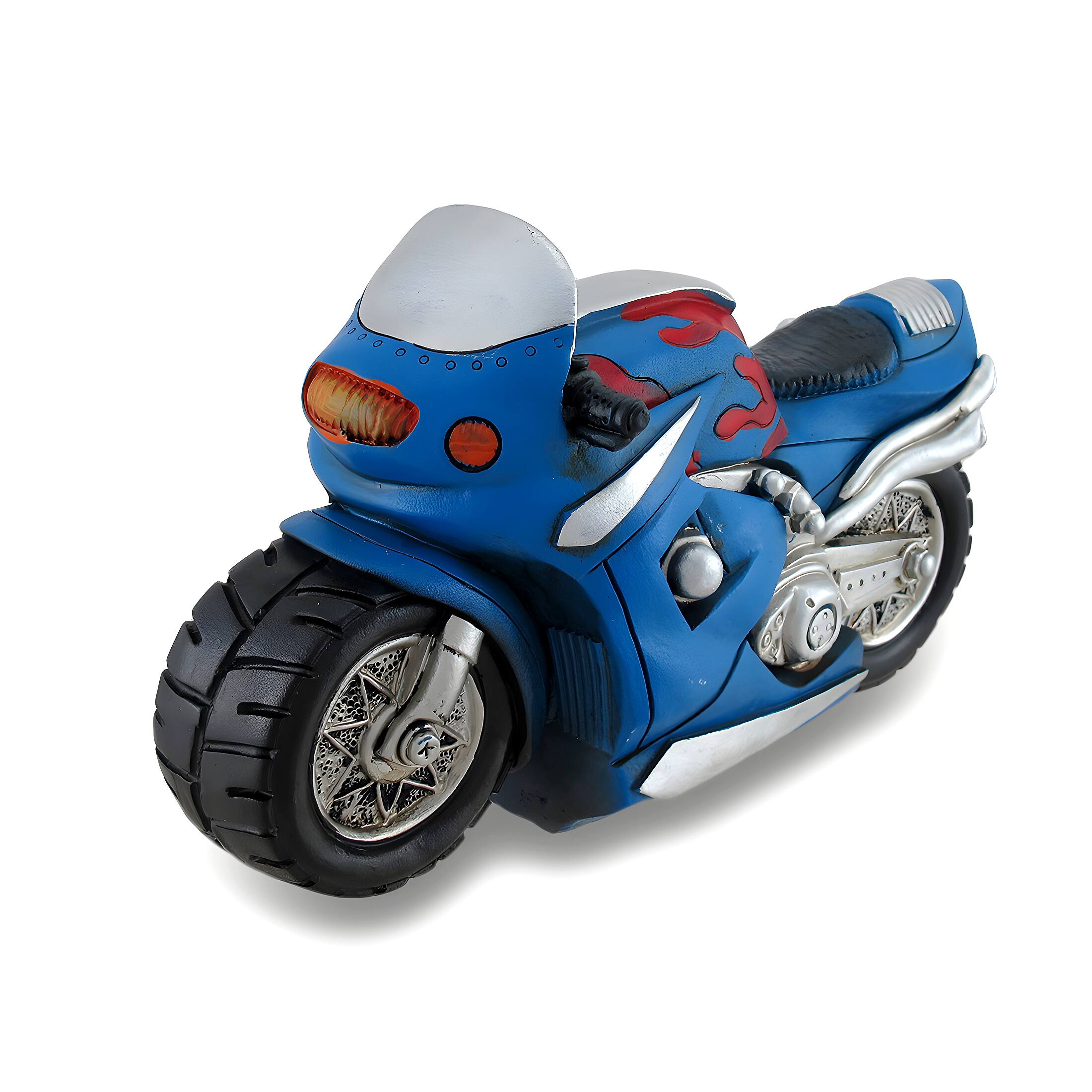 Front. Zeckos - Sport Bike Motorcycle Motorbike Statue - Blue.