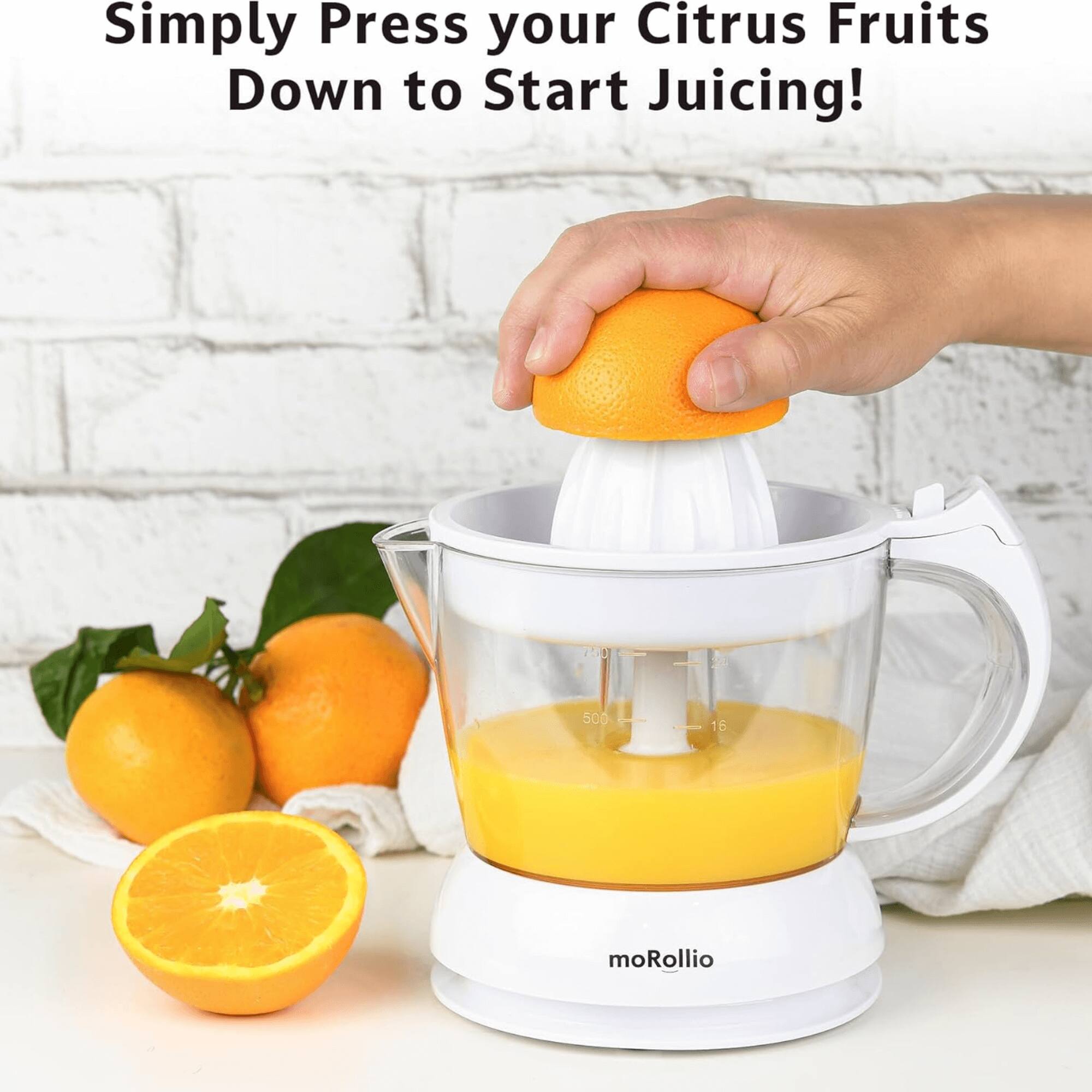 Simply Press your Citrus Fruits Down to Start Juicing!  
2:0 500 16 moRollio