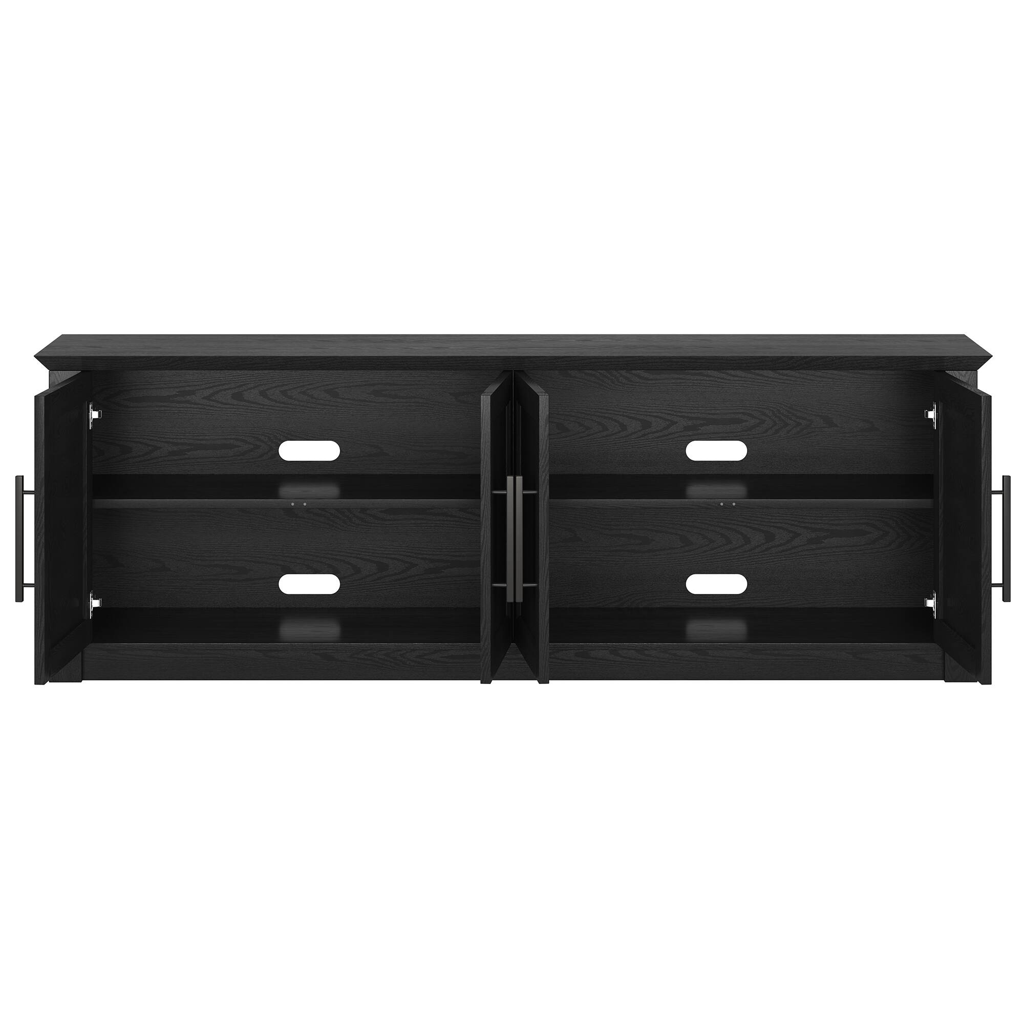 Alt View 1. Hudson&Canal - Thornwell Rectangular TV Stand for TV's up to 78" in Black Grain - Black Grain.