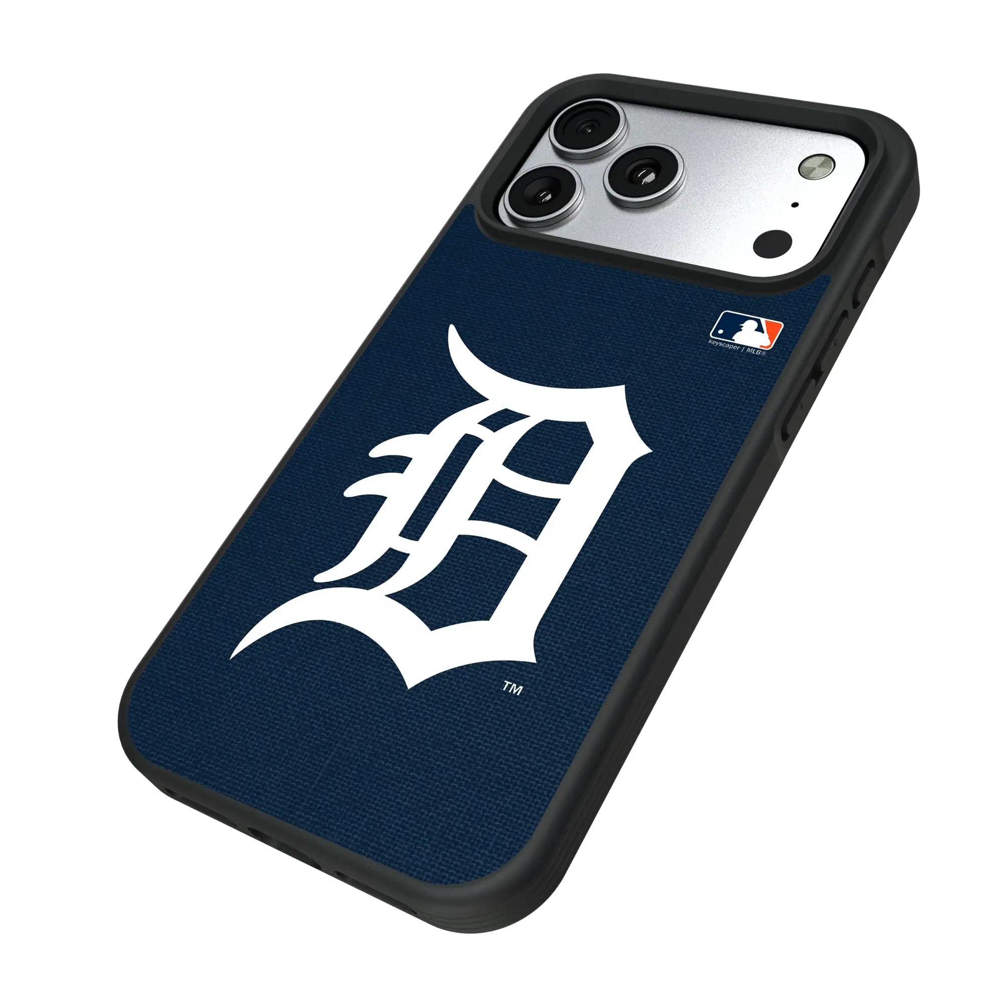 Alt View 1. Keyscaper - Detroit Tigers Personalized Bump Case with 8.2ft Drop Protection - 15 Pro - Multicolor.