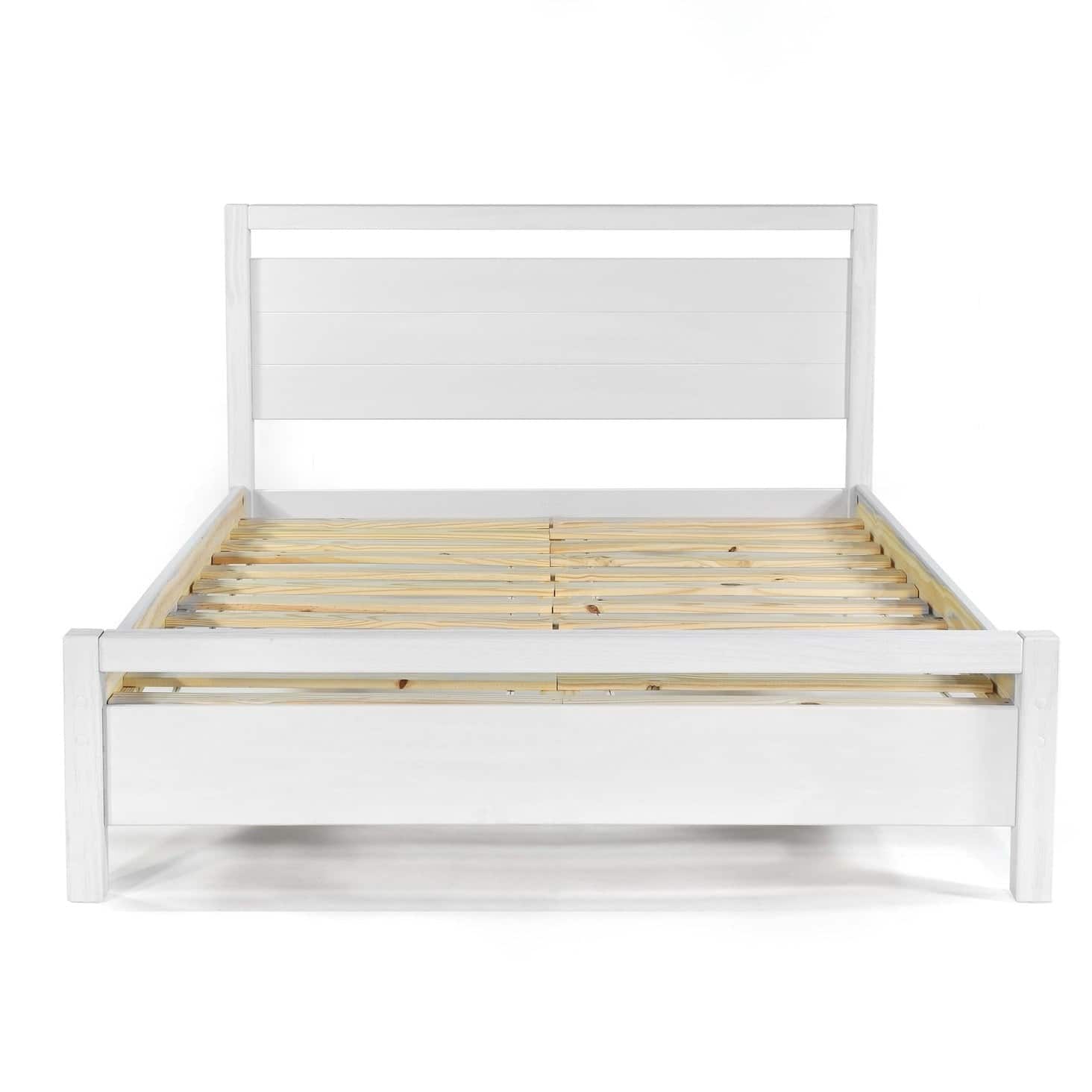 Hivvago - King Size FarmHouse Traditional Platform Bed - Rustic White