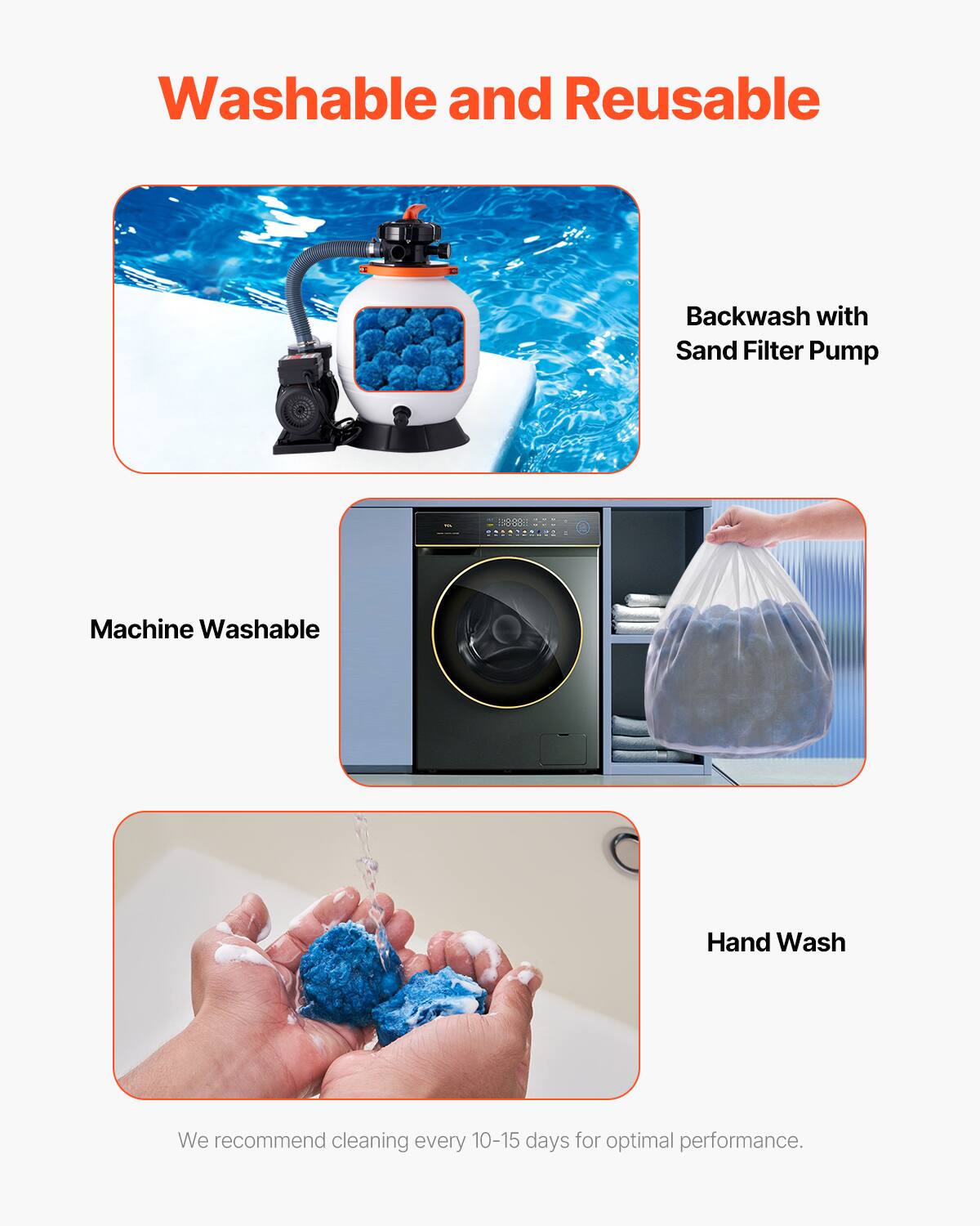 Washable and Reusable Backwash with Sand Filter Pump: 1888 EIR.E

Machine Washable
Hand Wash

We recommend cleaning every 10-15 days for optimal performance.