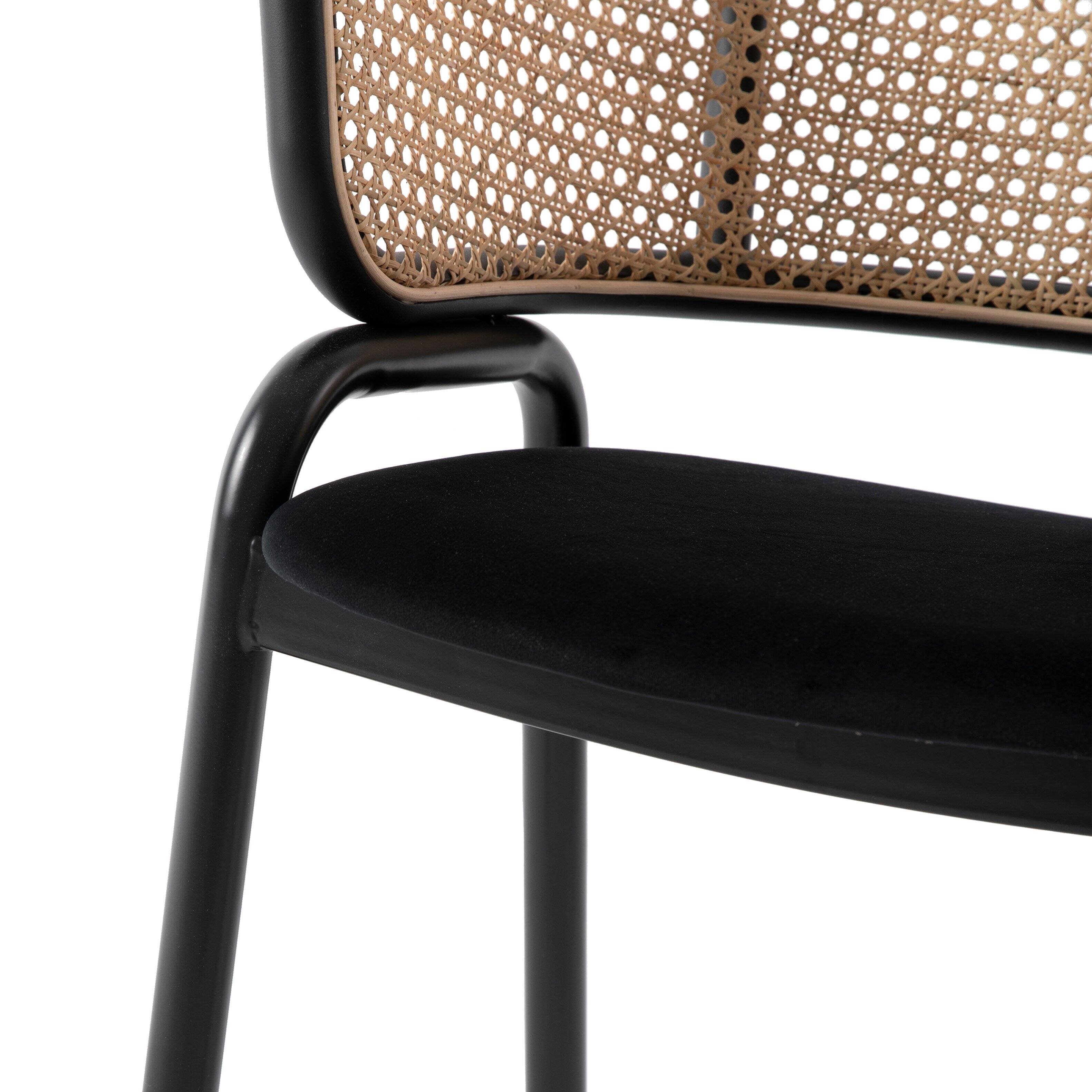 Alt View 5. LeisureMod - Ervilla 4-PCS Modern Upholstered Kitchen Dining Chair - Comfortable Velvet Cushion & Powder-Coated Metal Frame - Black.
