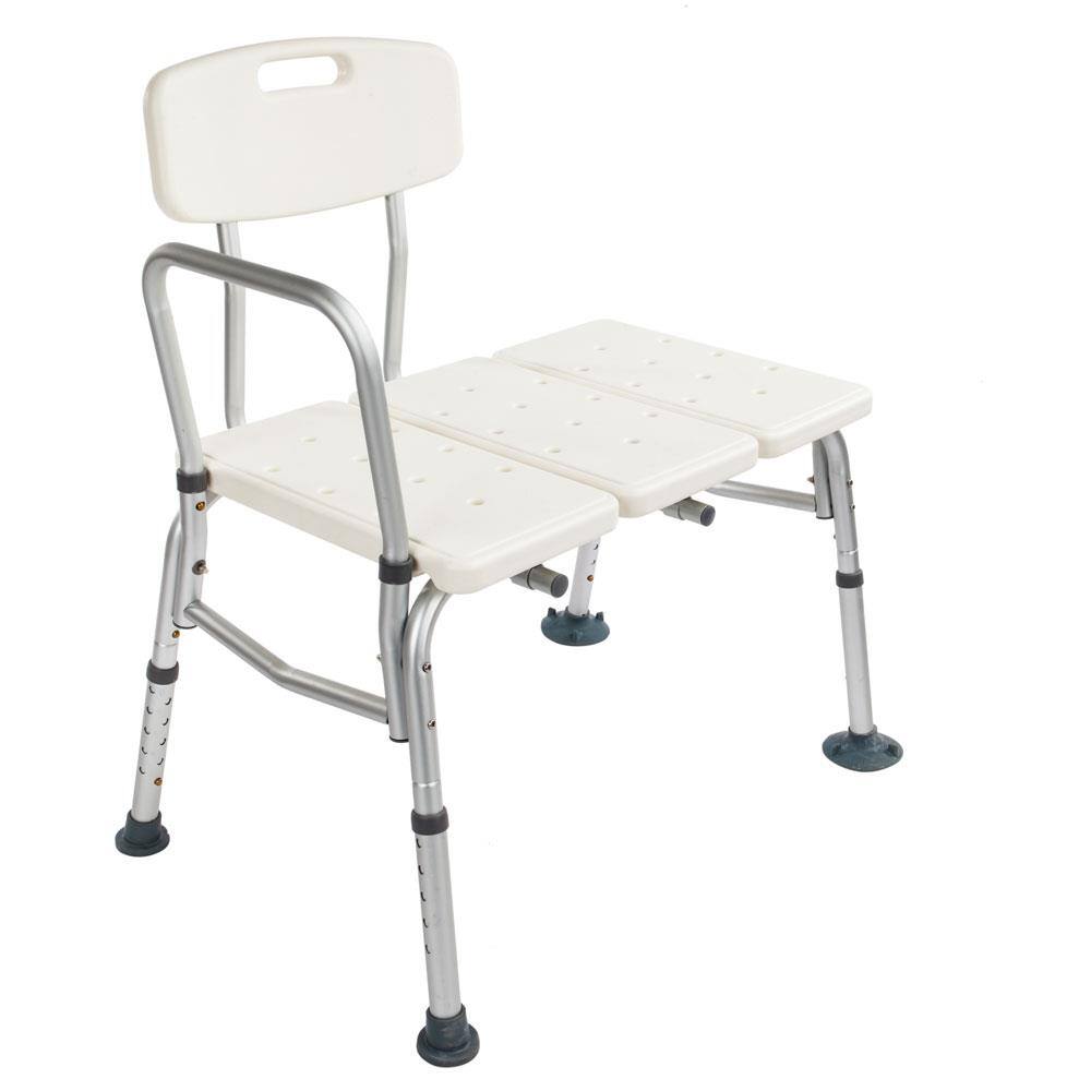 Left. Winado - Shower Chair Bath Tub Shower Transfer Bench Stool with Backrest Seat, Adjustable Heights, Non-Slip Handle, Drain Holes - White.