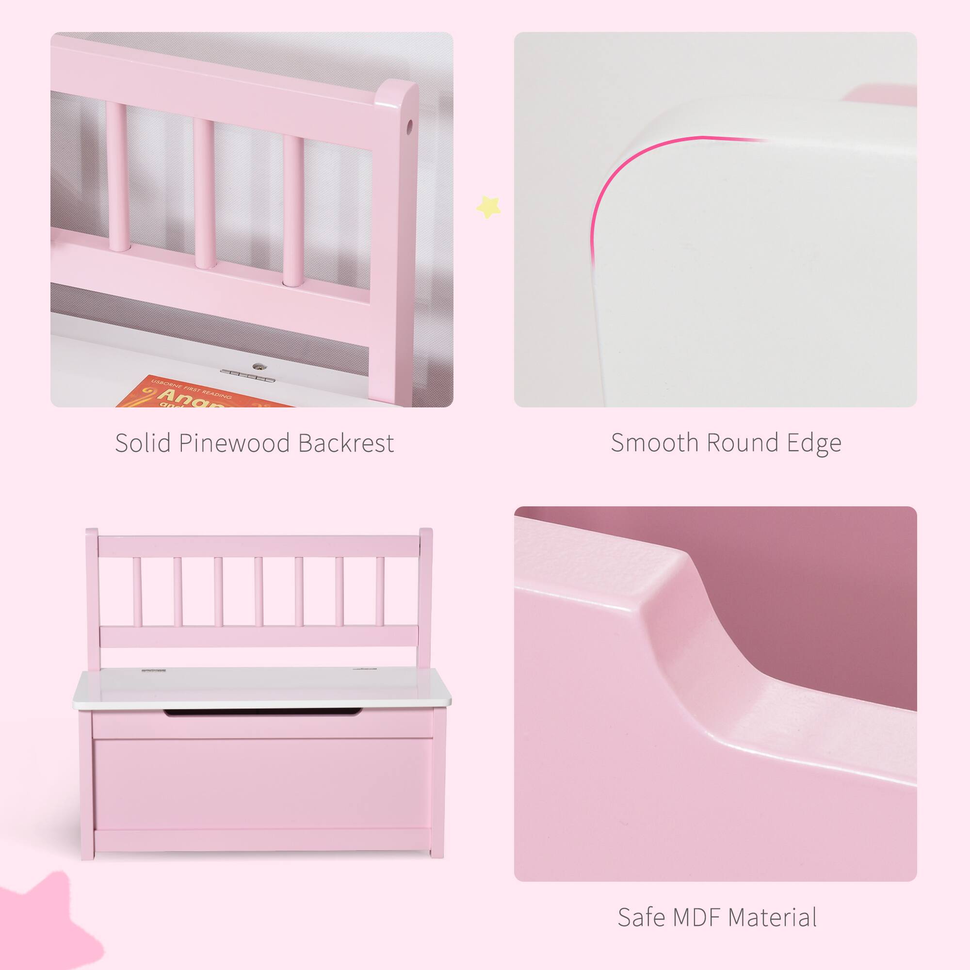 - Solid Pinewood Backrest
- Smooth Round Edge
- Safe MDF Material
