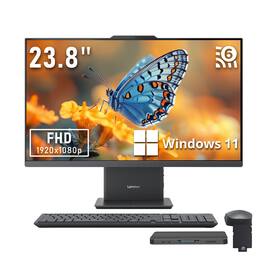 Lenovo - IdeaCentre AIO 23.8" FHD All-in-One Desktop,AMD Ryzen 5 7535HS,32GB RAM,2TB SSD+1TB Dock Station,Win 11,Grey - Gray