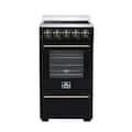 Forno Appliances - 20 in. Wide 4 Elements Pallerano 2.05 Cu. Ft. Freestanding Electric Range with Antique Brass Accessories - Black