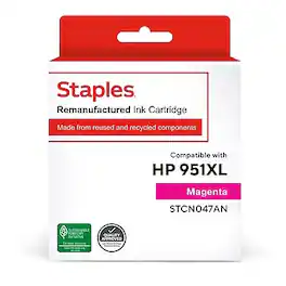 Staples - Remanufactured High Yield Ink Cartridge Replacement for HP 951XL - Magenta