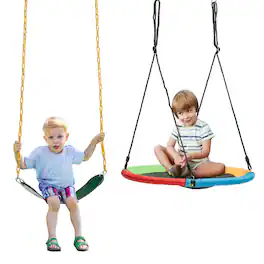Gymax - 2-Pack Swing Set Swing Seat Replacement & Saucer Tree Swing for Indoor & Outdoor - Multi-color