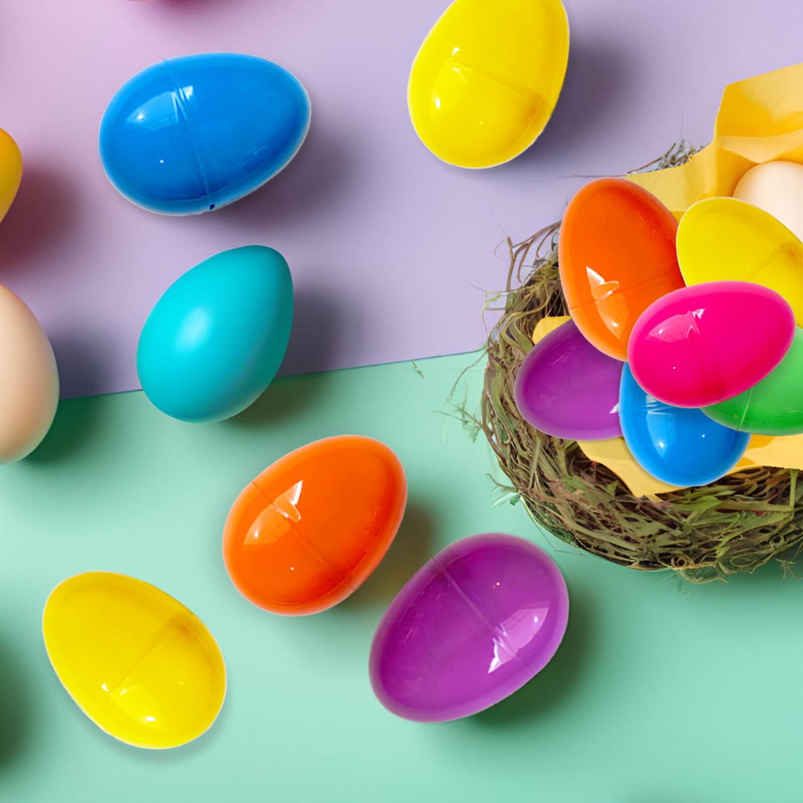 Back. Hansmart - HANSMART 50/100/200/500PCS Fillable Easter Eggs Colorful Creative Easter Gift Box Children's Toys Party Decoration - Multiple colors.