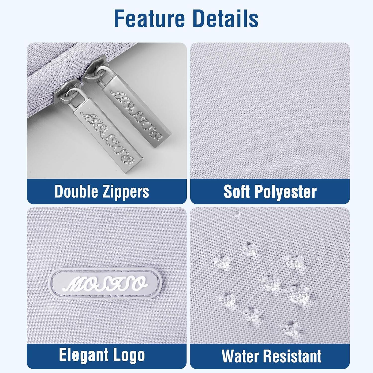 Feature Details

- Double Zippers
- Soft Polyester
- Elegant Logo
- Water Resistant