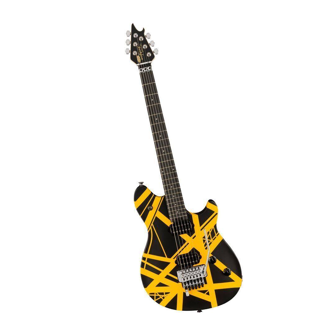 Angle. EVH - EVH Wolfgang Special Striped Electric Guitar - Black and Yellow.