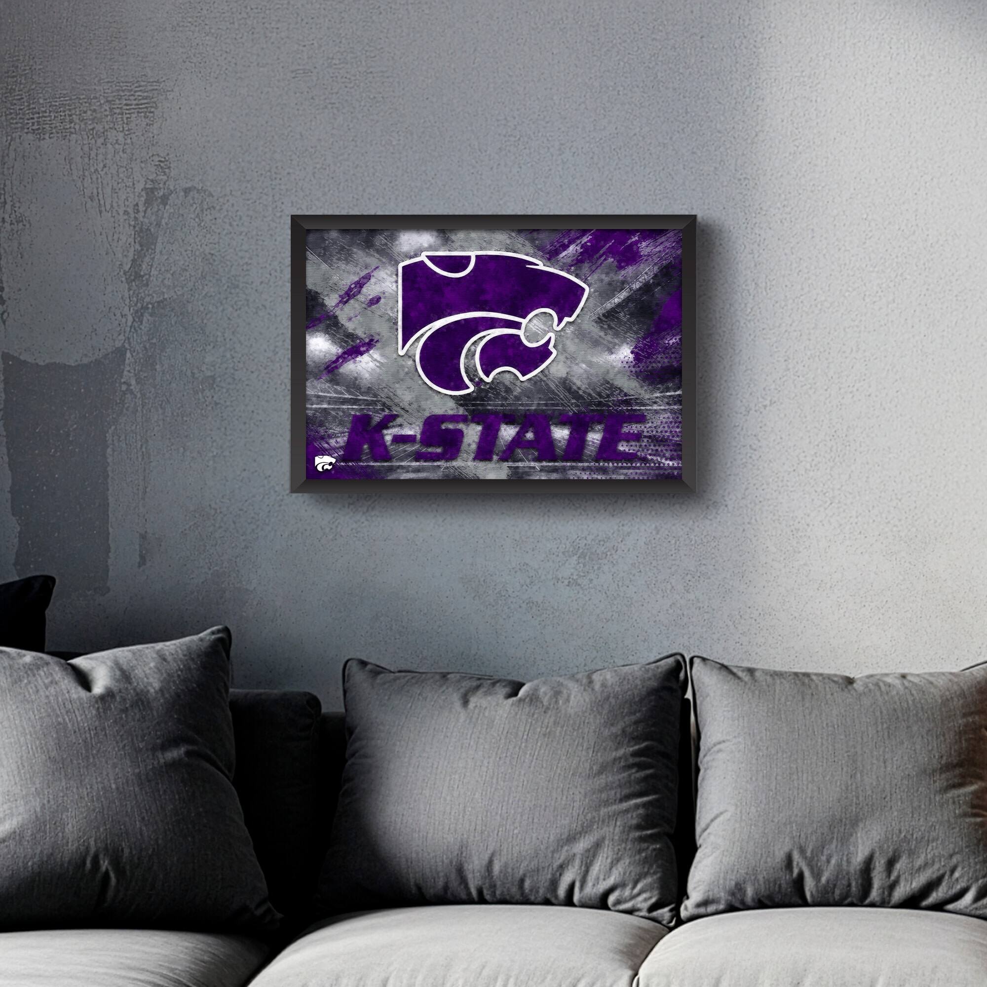 Alt View 1. Sporticulture - Kansas State Wildcats 27" x 39" Brush Stroke Logo Framed Art Print - Multicolor.