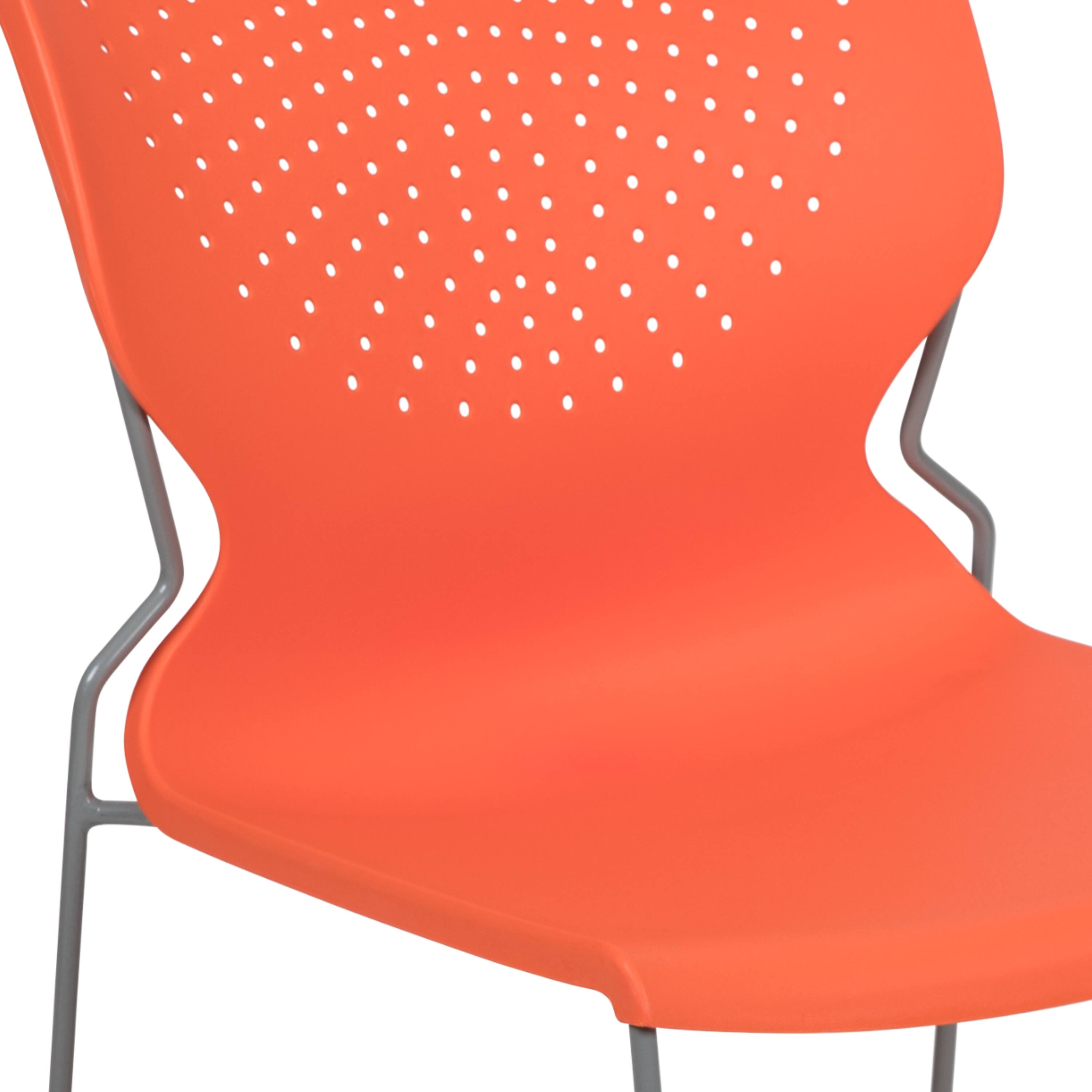 Alt View 10. Emma + Oliver - Home and Office Stack Chair with Lumbar Support and Metal Frame - Guest Chair - Orange.