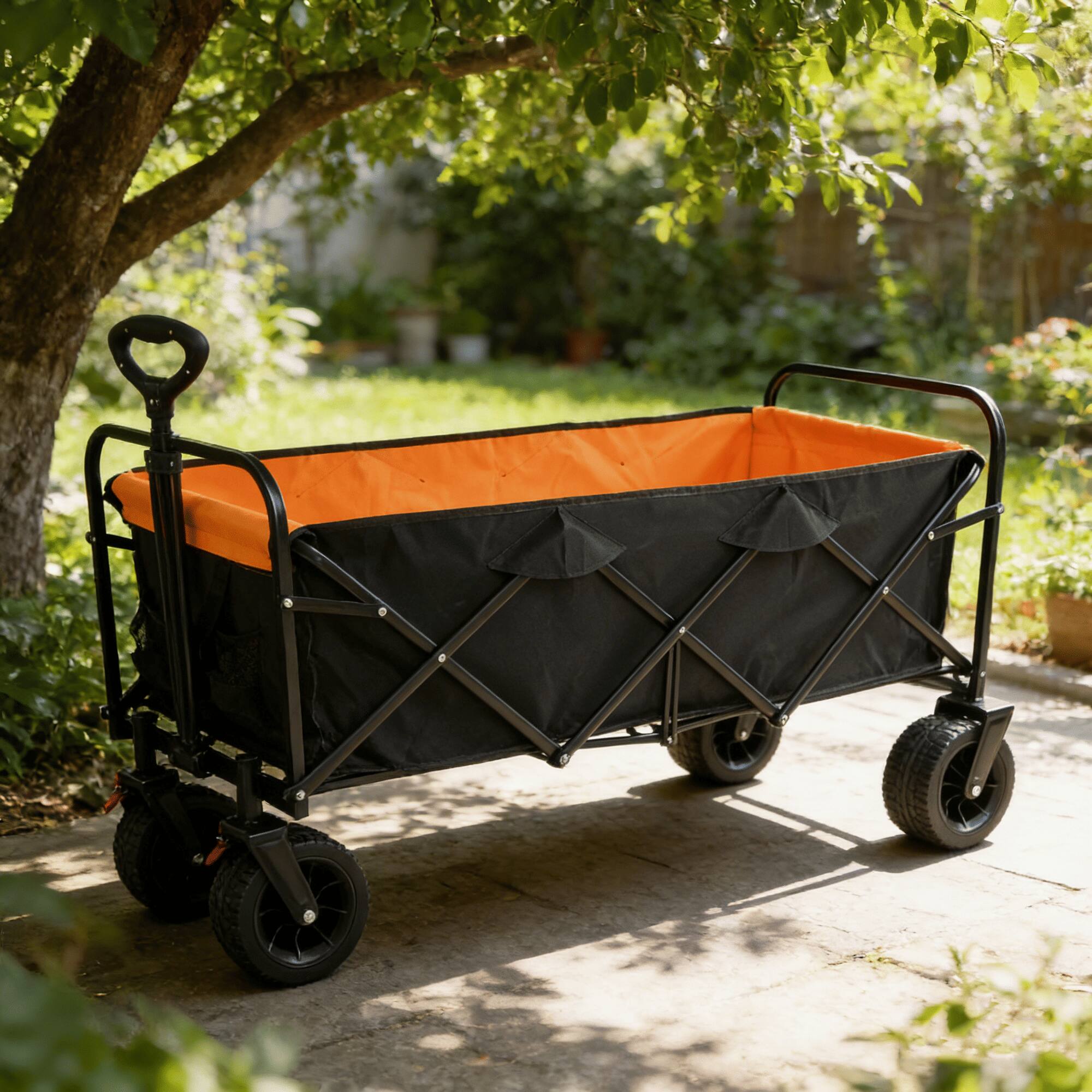 Alt View 8. Loheer - Loheer Extra Long Folding Wagon Beach Cart Large Capacity Heavy Duty Garden Shopping Collapsible Utility Cart.