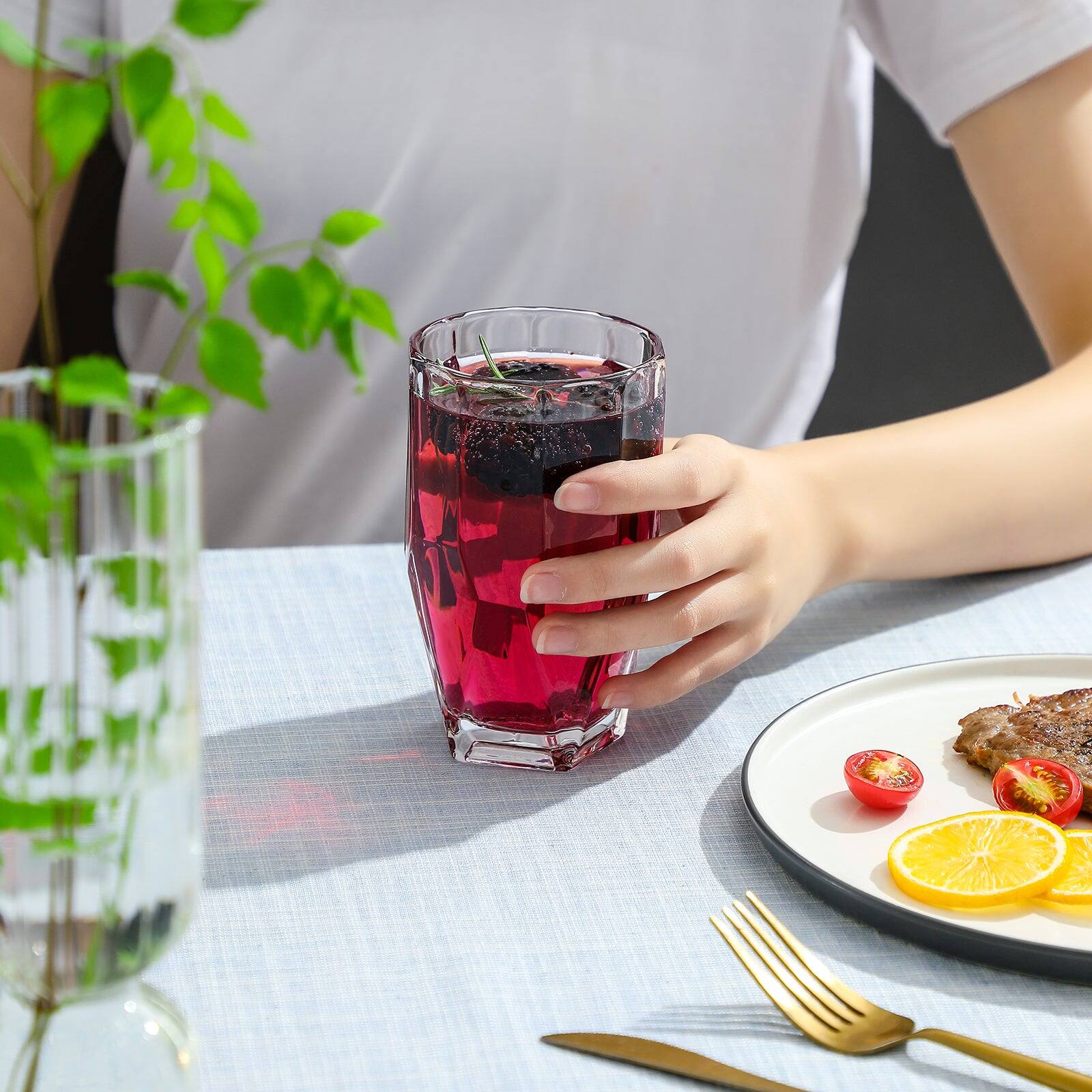 Back. BreeBe - Polyhedron Highball Glasses set of 6 - Clear.