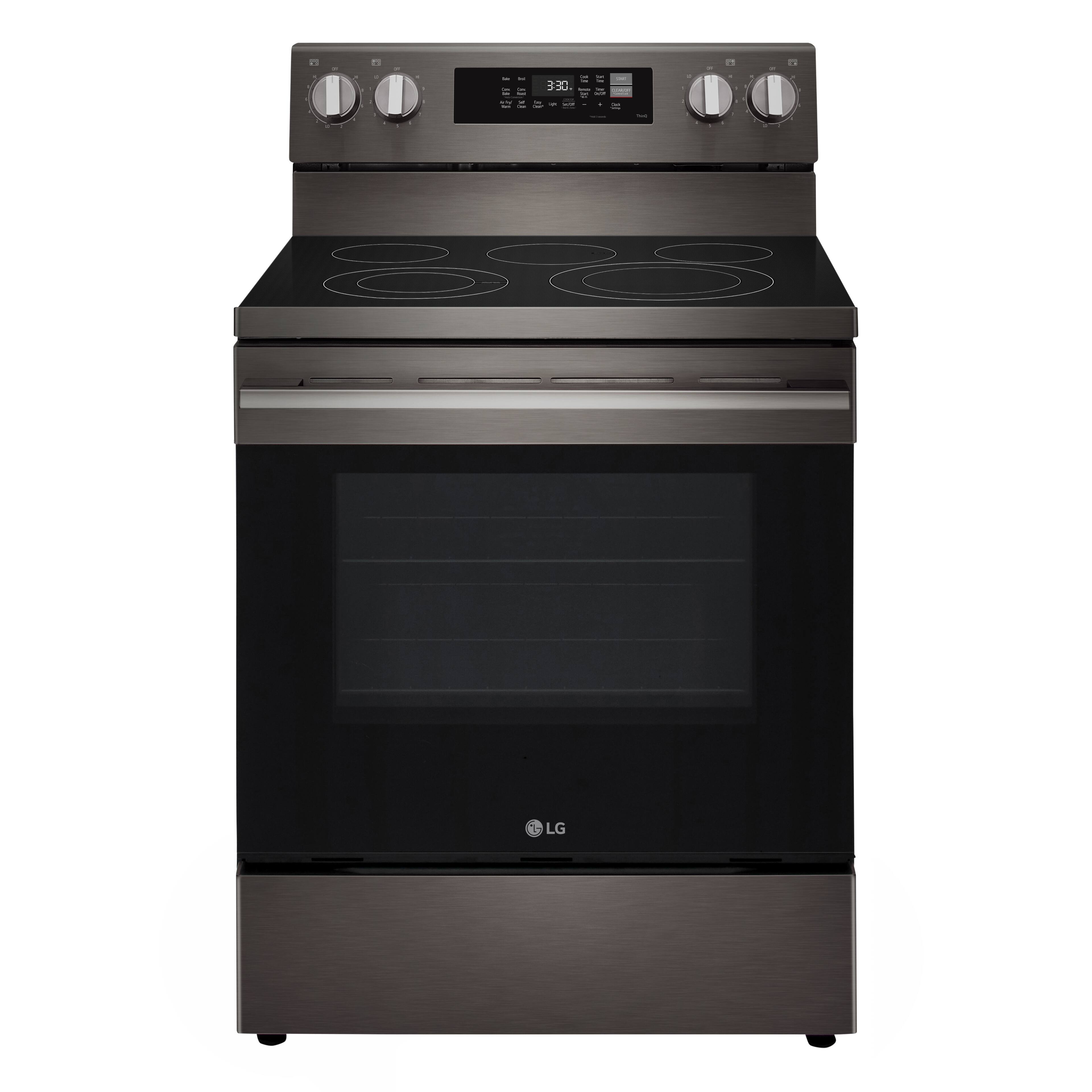Alt View 5. LG - 6.3 Cu. Ft. Freestanding Electric True Convection Smart Range with Air Fry and Premium Handle - PrintProof Black Stainless Steel.