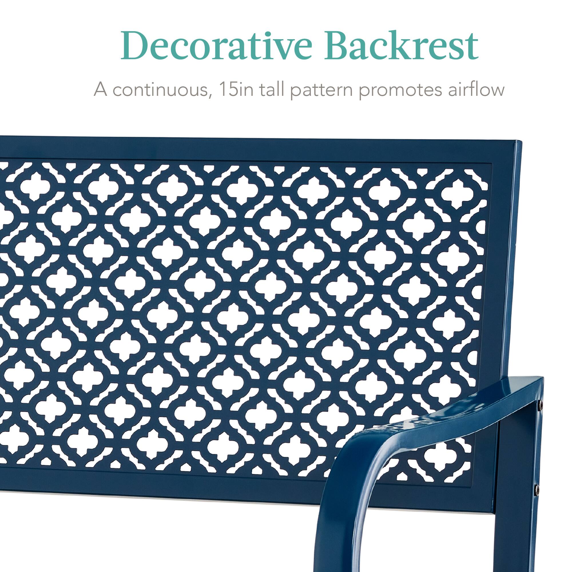 Decorative Backrest  
A continuous, 15in tall pattern promotes airflow