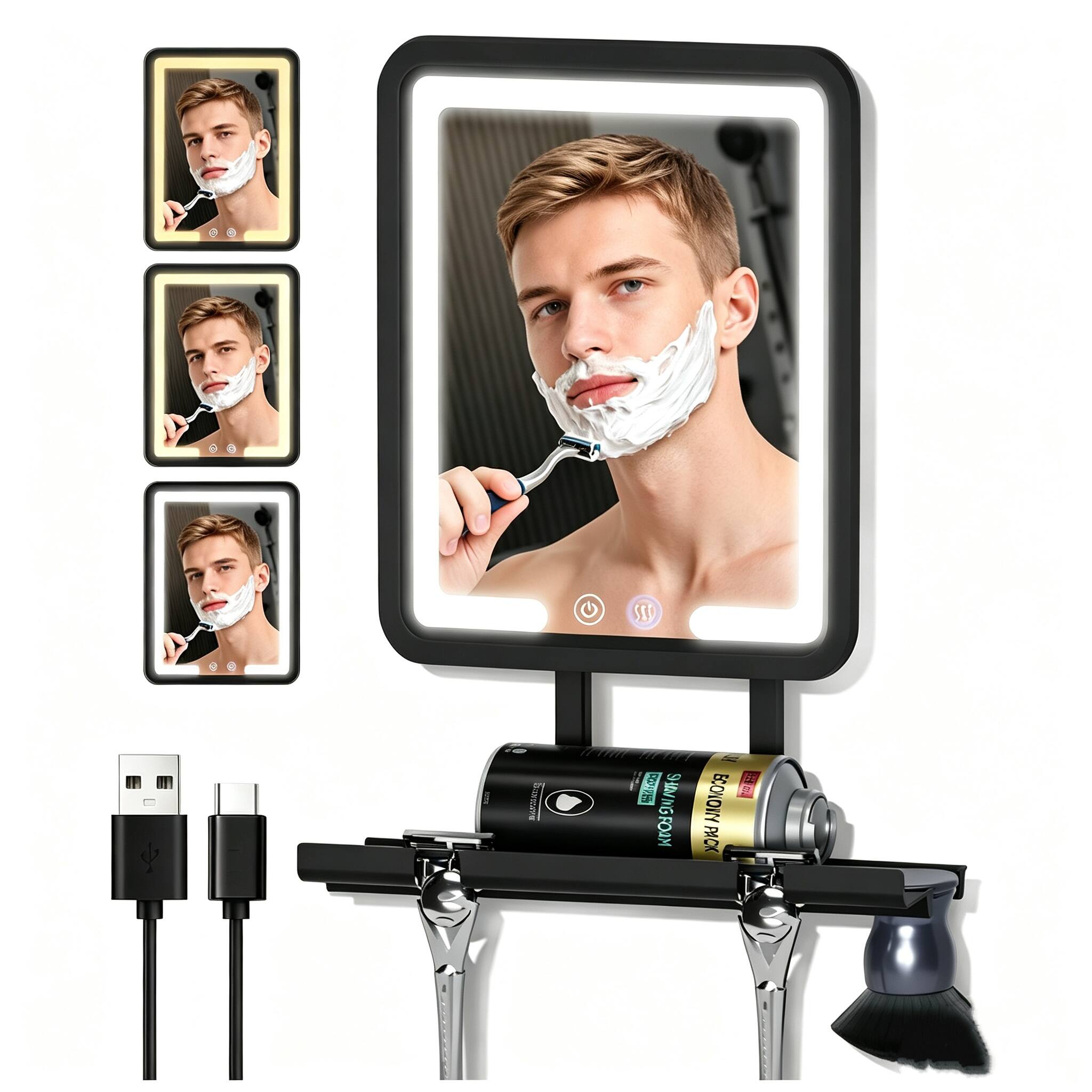 Dazzed Corner - 7x9in Fogless Shower Mirror with LED Lights, Heated Anti-Fog Shaving Mirror - Black price history on PriceWatchPro