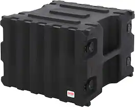 Gator - 8U Rolling Rotationally Molded Rack Case with 19-Inch Depth, Tow Handle and Wheels