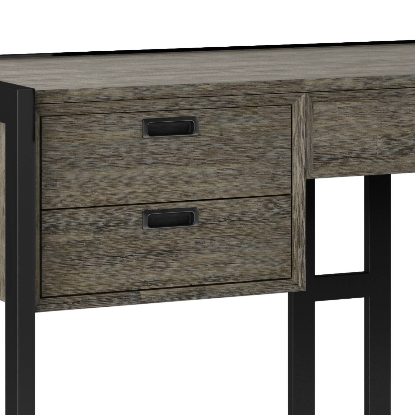 Alt View 2. Simpli Home - Hampden SOLID ACACIA WOOD Modern Industrial 60 inch Wide Desk in Weathered Grey - Weathered Grey.