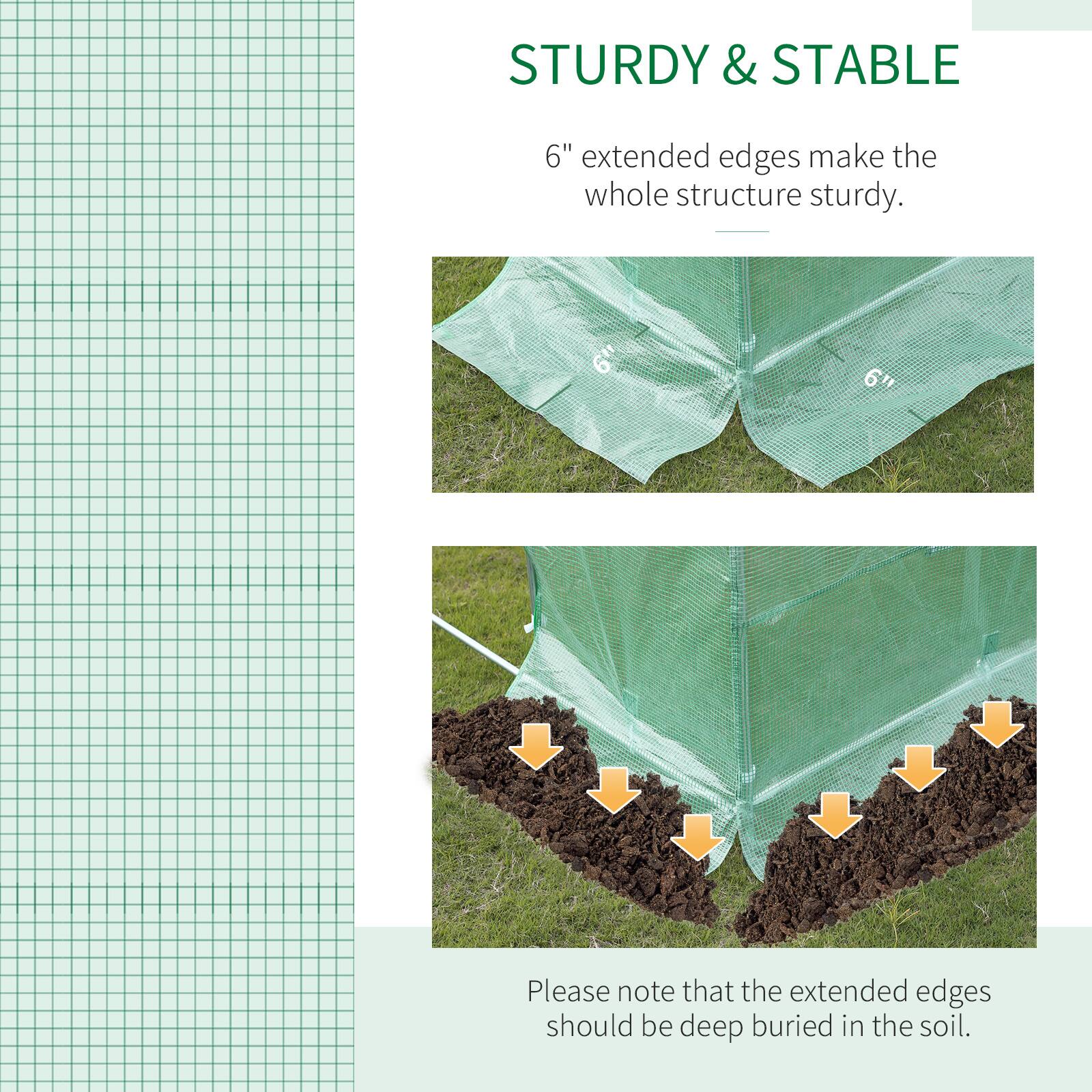 STURDY & STABLE  
6" extended edges make the whole structure sturdy.  

Please note that the extended edges should be deep buried in the soil.