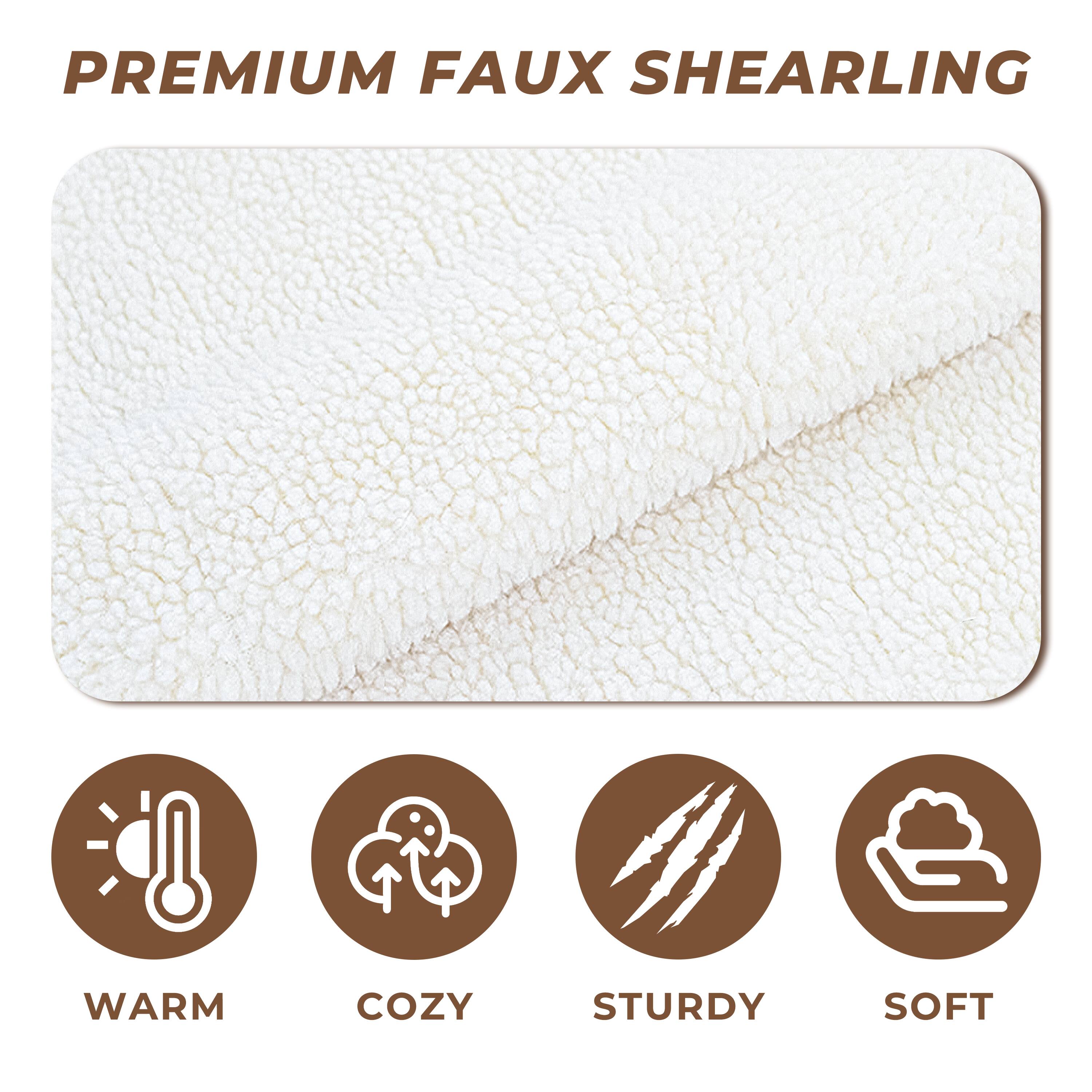 Alt View 4. MSOOB - 25.6 Inch Faux Shearling Dog Bed Pet Sofa With Leather Nameplate, White Modern Elegant Dog Couch Furniture - White.