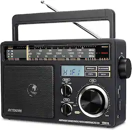 Retekess - TR618 AM FM Radio Plug in Wall, Portable Shortwave Radios (Black) for Home, Kitchen,Drive in,SD/Micro SD, USB