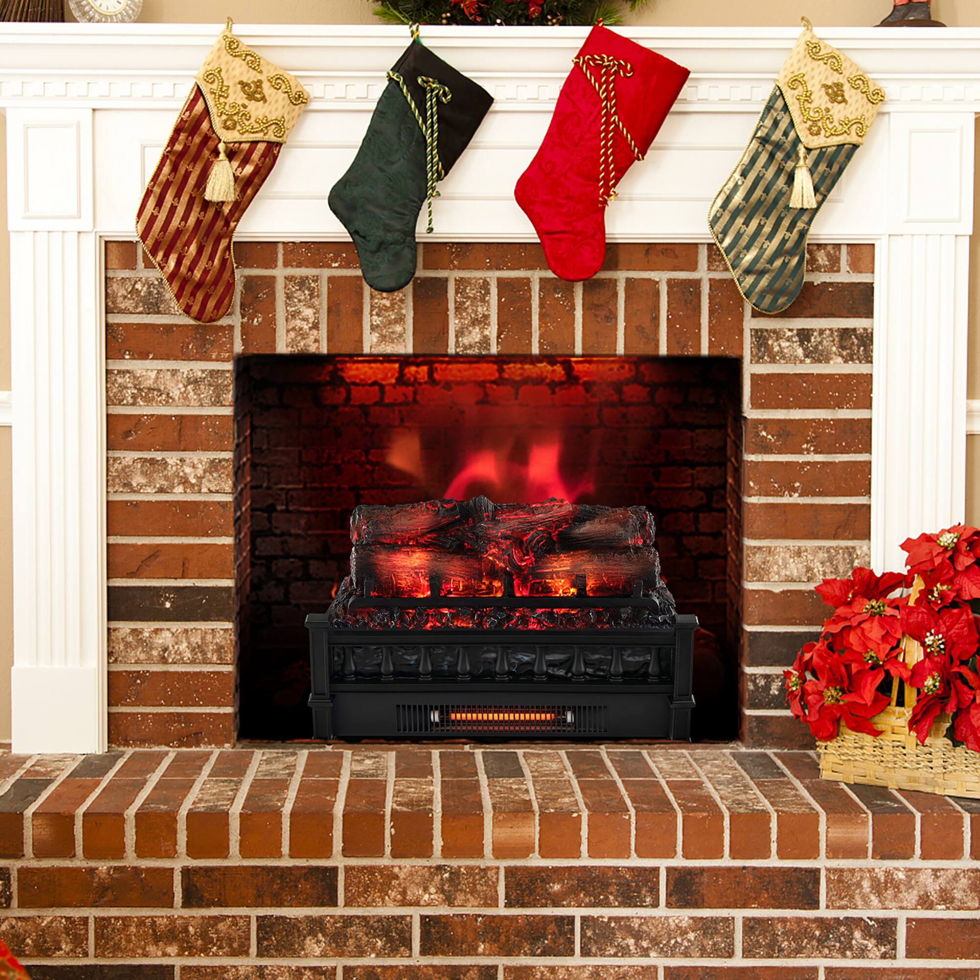 Alt View 8. Gymax - Gymax 20'' Infrared Quartz Electric Fireplace Heater W/ Pinewood Ember Bed Thermostat - Black.