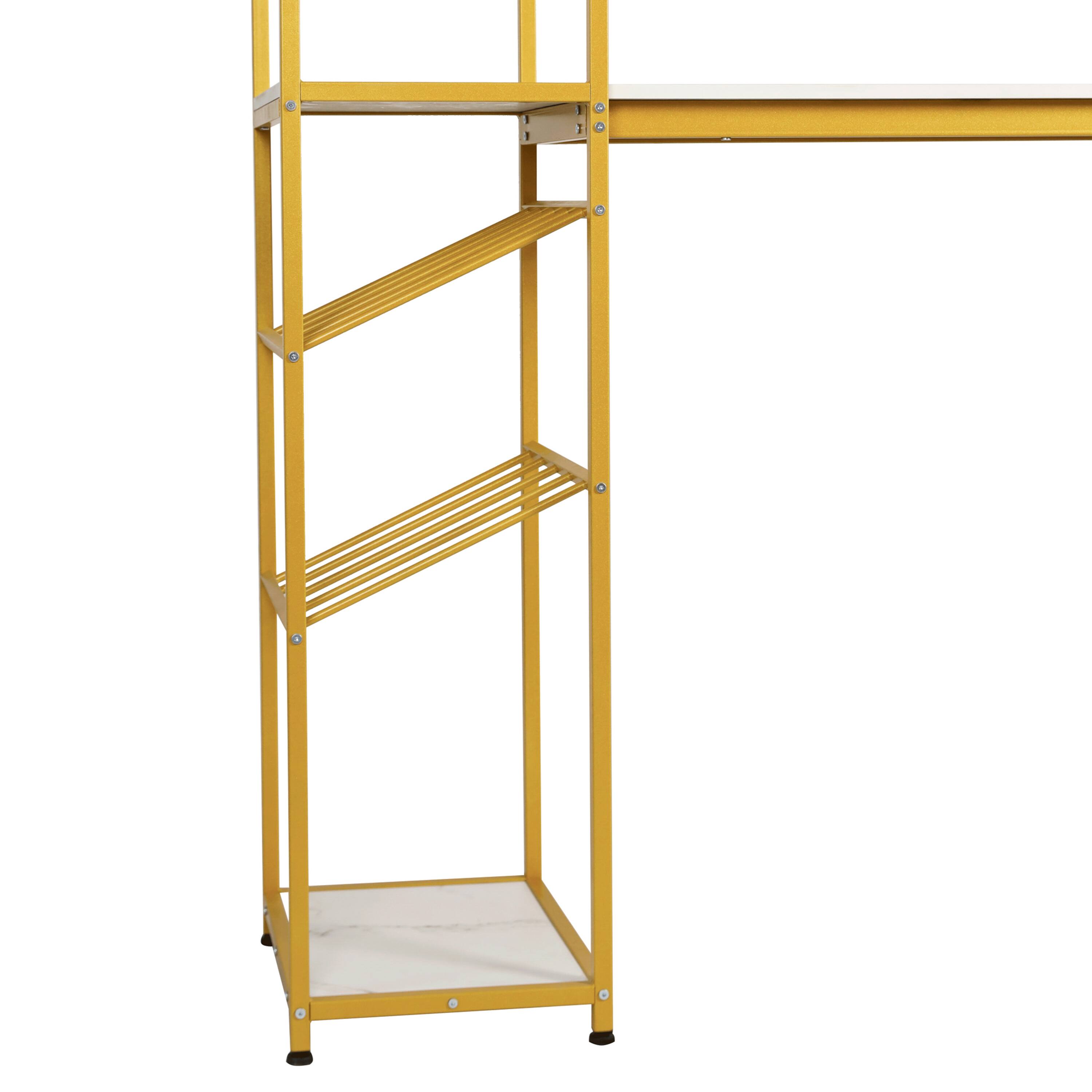 Alt View 10. Emma + Oliver - Modern Freestanding Metal Bar Table with Bottle and Stemware Storage - Marble Top/Gold Frame.