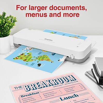 For larger documents, menus and more

Staples BREAKROOM
OPEN 24/7 | 365 DAYS/YEAR
THE BREAKROOM

Breakfast
- Belgian Waffles
- Bagel & Cream Cheese
- Eggs & Benedict
- Omelet
- Breakfast Wrap

Lunch
- Belgian Pancakes
- Chicken Caesar Salad
- Chicken Fritatta
- Juusto s the Ois
- Cheese Fritatta