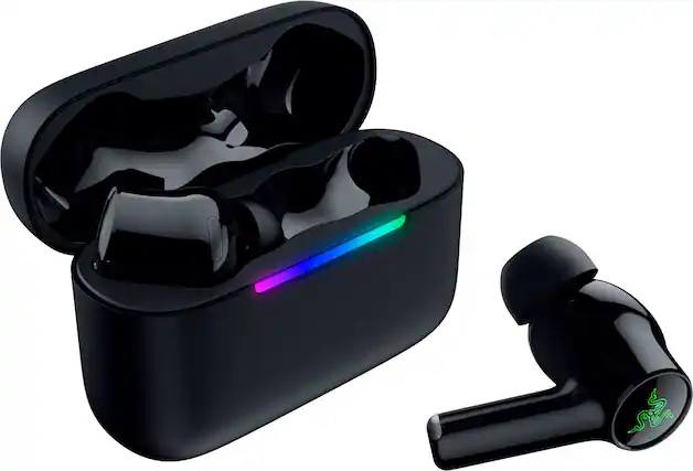 Front. Razer - Hammerhead V3 X HyperSpeed Wireless Multi‑Platform Gaming Earbuds – 2.4 GHz & Bluetooth 5.3, Up to 35 Hr Battery - Black.