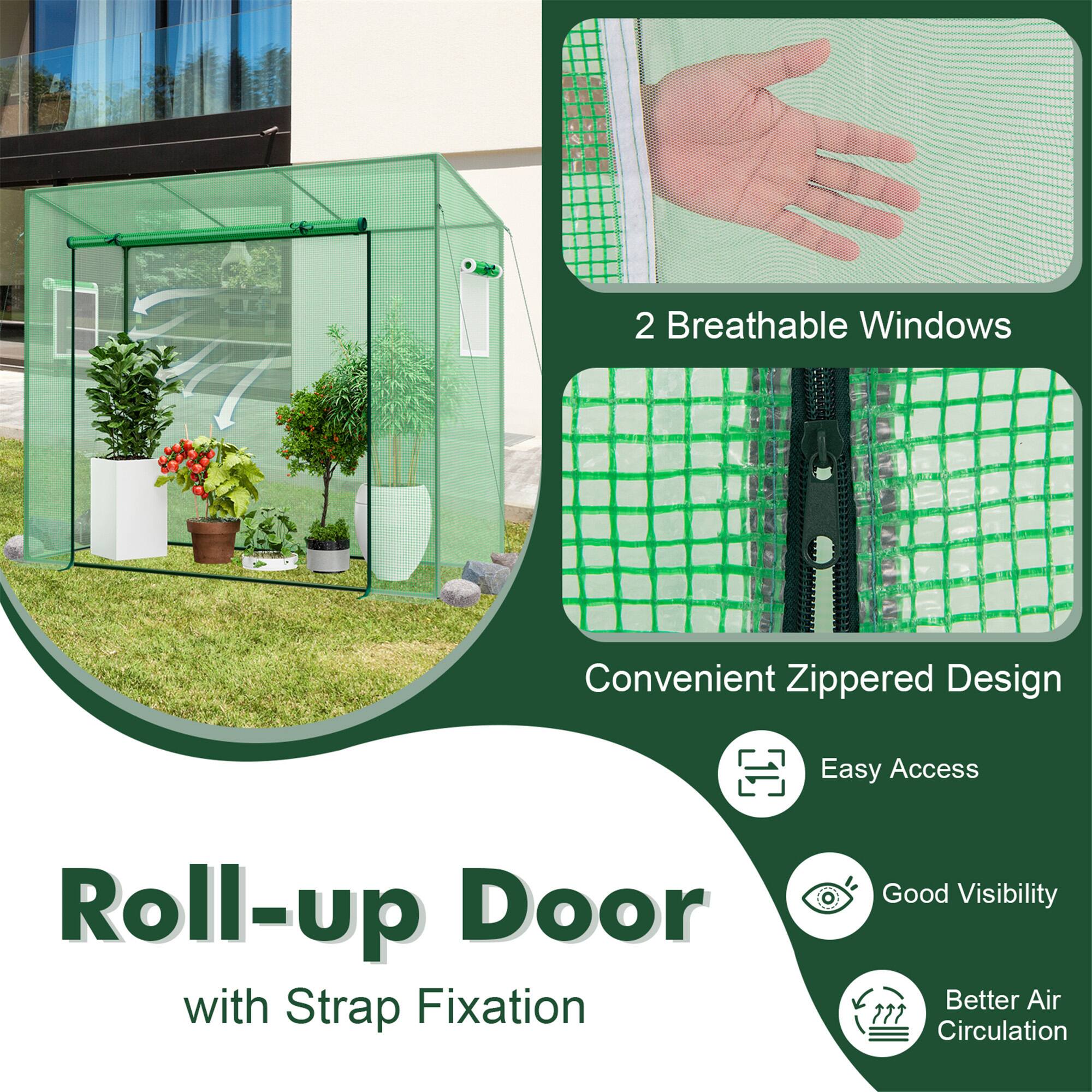 2 Breathable Windows  
Convenient Zippered Design  
Easy Access  
Roll-up Door with Strap Fixation  
Good Visibility  
Better Air Circulation