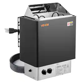 VEVOR - Sauna Heater, 2KW AC 120V Electric Sauna Stove,Dry Steam Bath Saunas Stove with Pre-Drilled Bracket, Fit 52.9 to 88.2 CU - Dark Gray