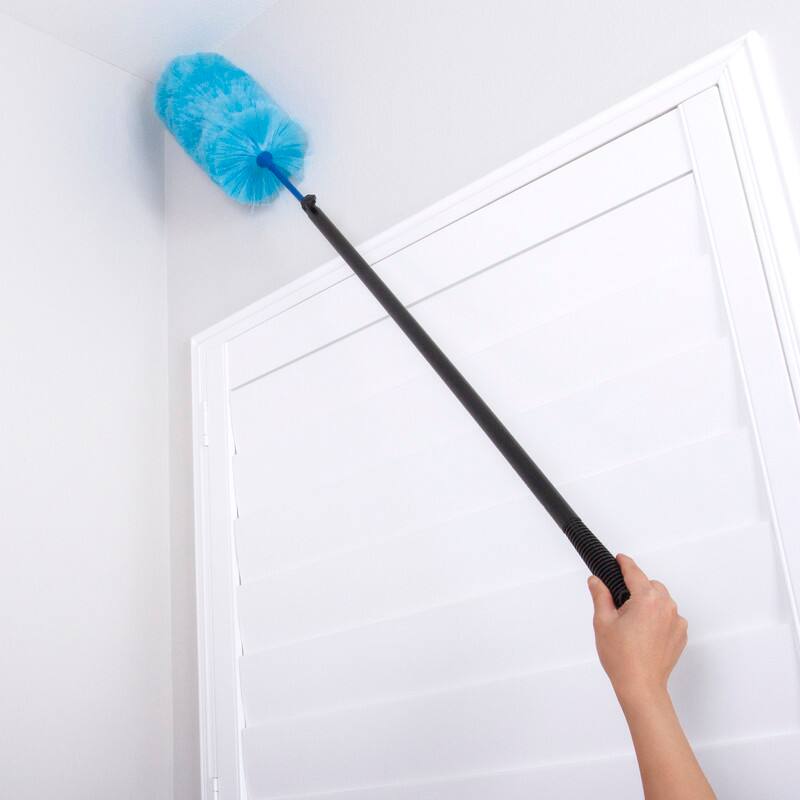 Angle. Kitchen + Home - Large Static Duster - 27" Inch Electrostatic Feather Duster with 35" Extension Pole - ASSORTED COLORS.