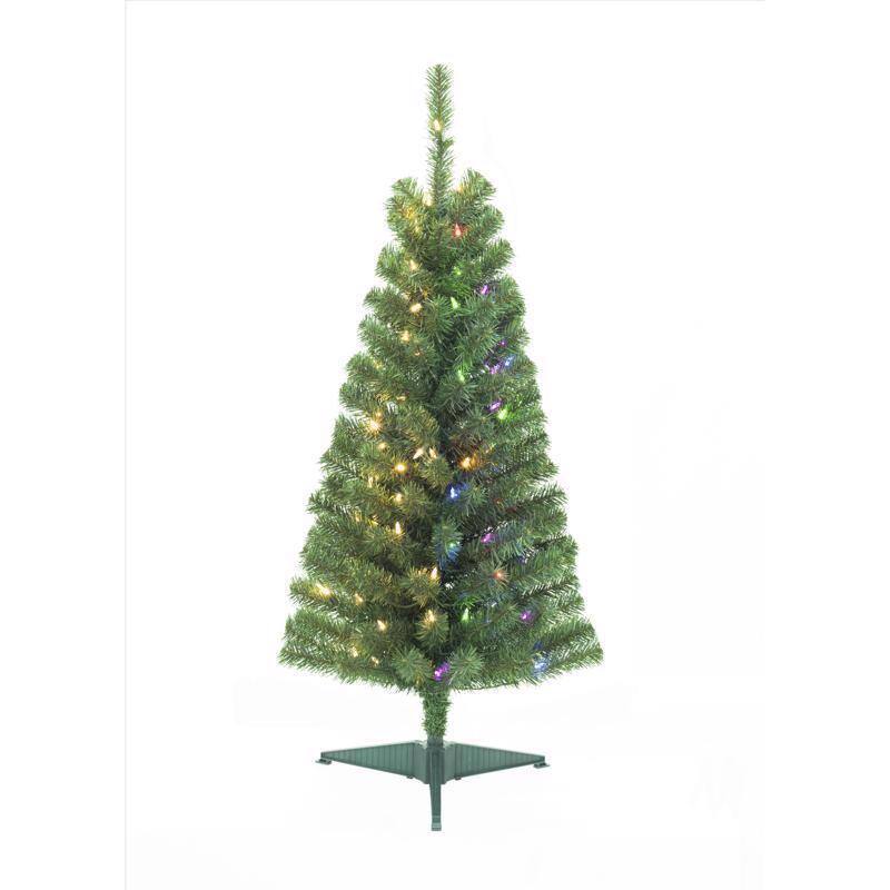 Angle. Celebrations - Celebrations 4 ft. Full LED 70 lights Color Changing Christmas Tree - Green.