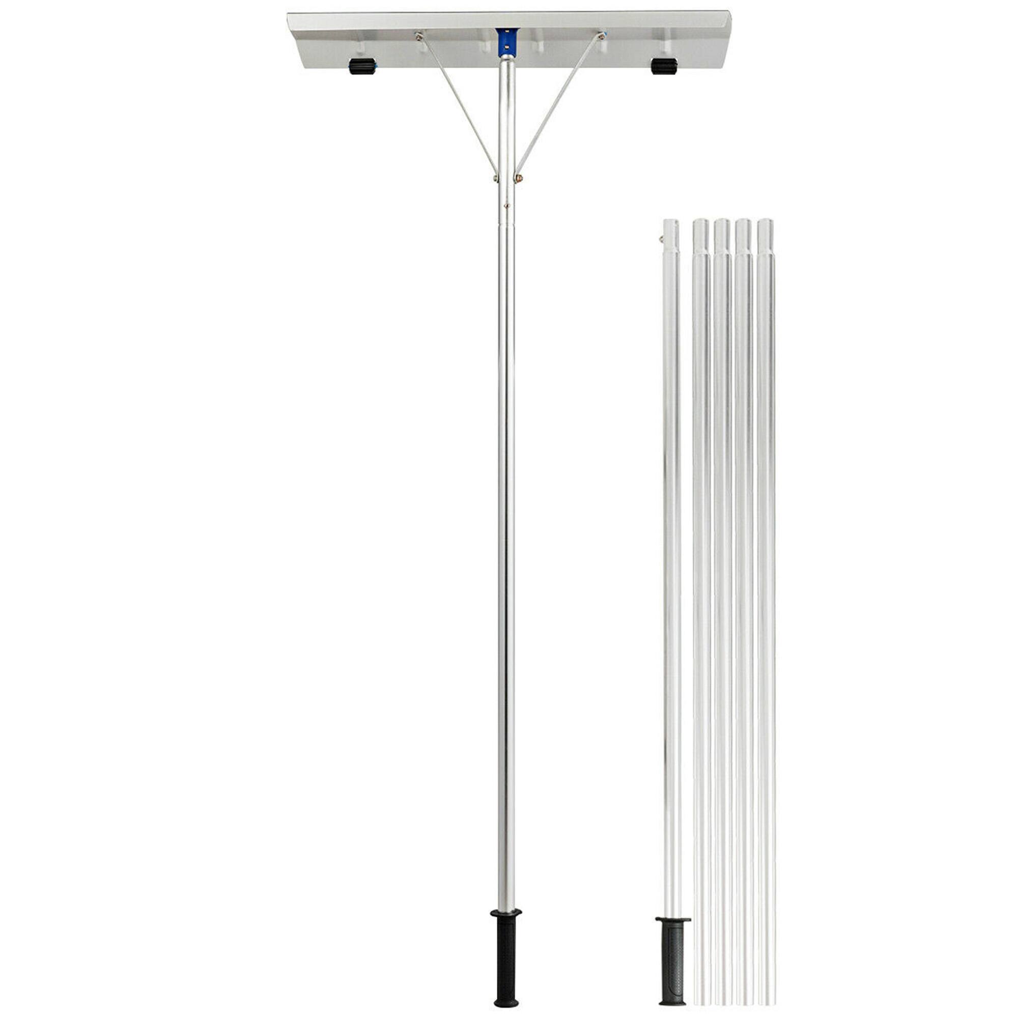 Front. Costway - 20FT Adjustable Snow Roof Rake Large Poly Blade Aluminum Tube Non-Slip Handle - Silver.