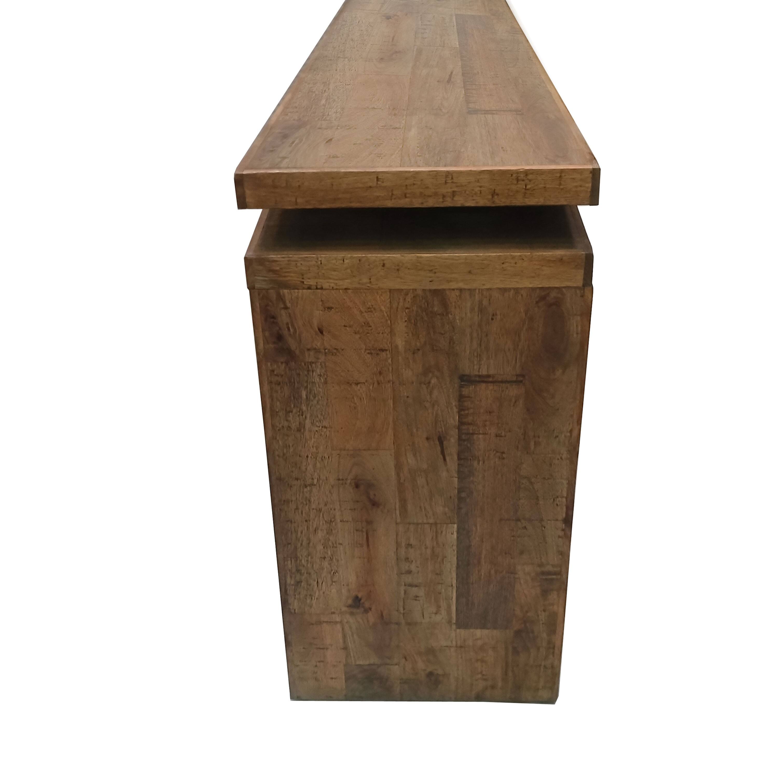 Left. Manhattan Lane - Keri Console Table, 60 inch Solid Mango Wood Slab Top, Handcrafted Rustic Natural Brown, Organic Design - Natural Brown.
