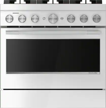 Front. KitchenAid - 5.1 Cu. Ft Commercial Gas Range with No Preheat Air Fry Mode and 6 Burner - Stainless Steel.