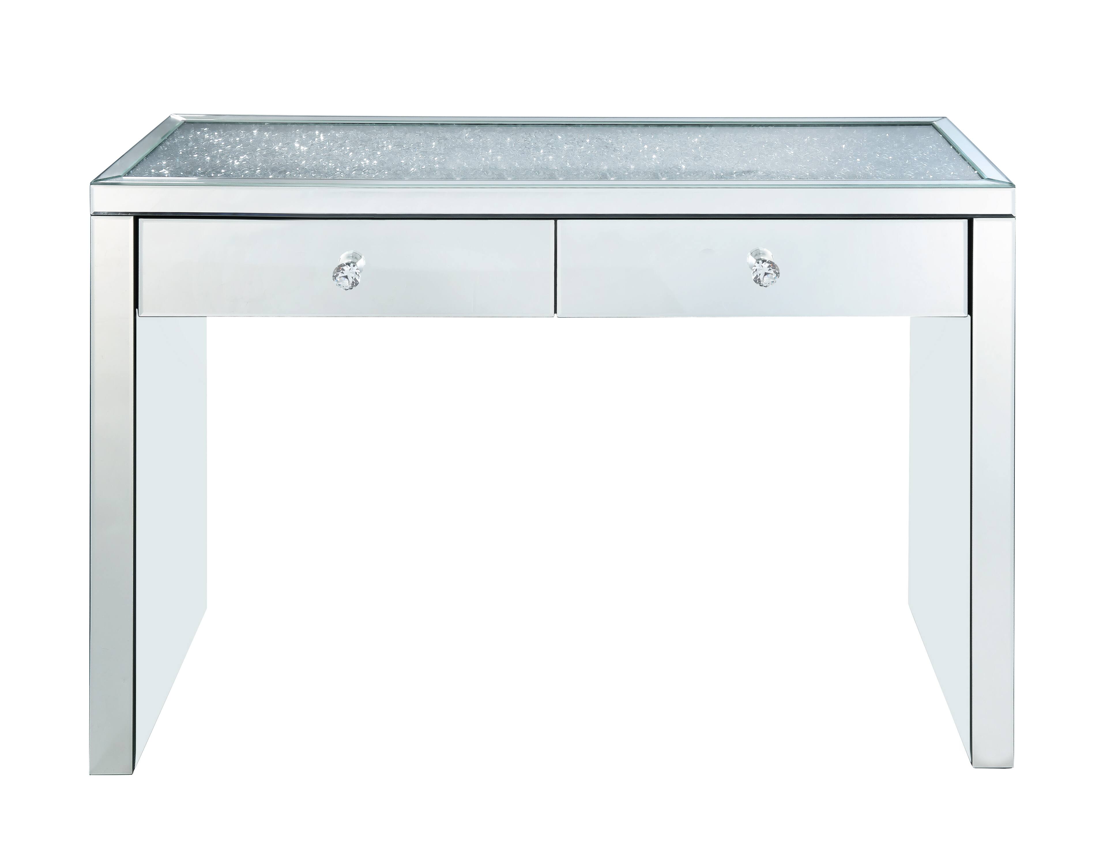 Alt View 1. Manhattan Lane - Wooden Console Table with 2 Storage Drawers and Faux Diamond Inlay - Silver.