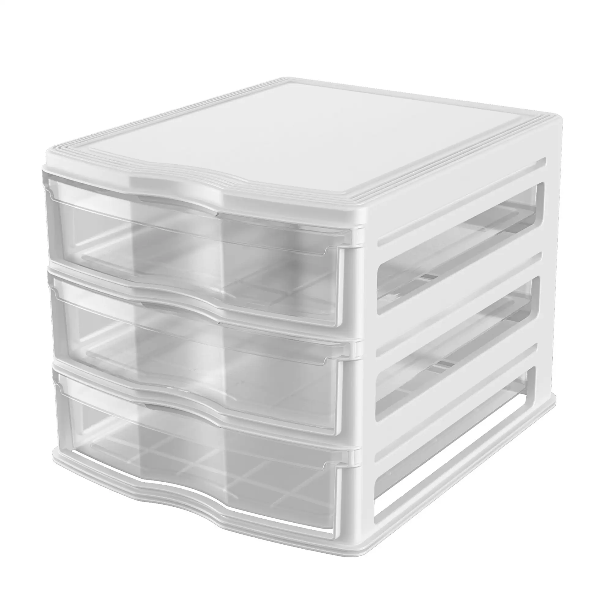 Alt View 1. Life Story - Life Story 3 Drawer Stackable Shelf Organizer Storage Drawers, White (2 Pack).