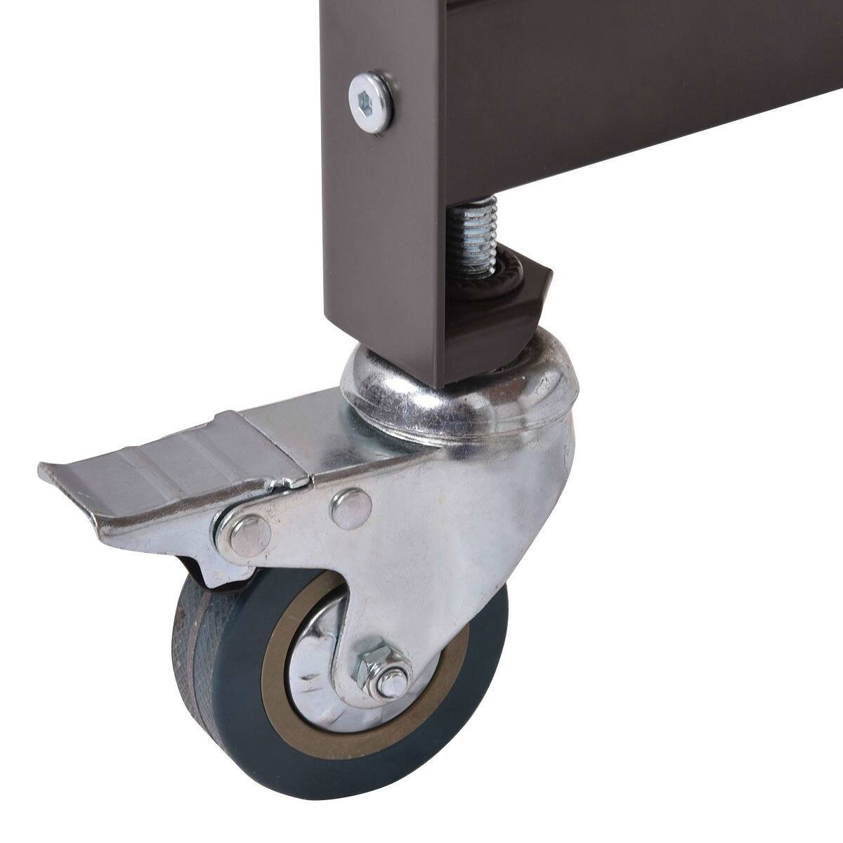 Back. Hivvago - Industrial Modern Steel Frame Wood Top Computer Desk with Locking Wheels - brown.