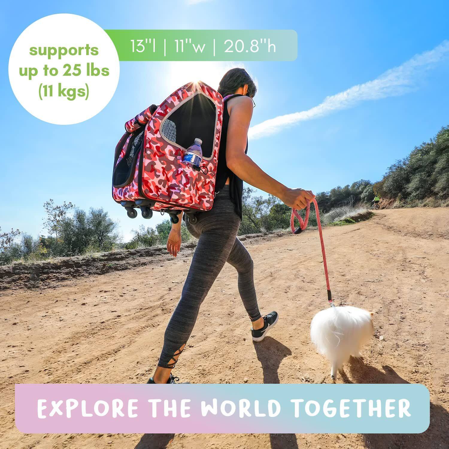 supports up to 25 lbs (11 kgs)  
13" | 11"w | 20.8"h  
EXPLORE THE WORLD TOGETHER