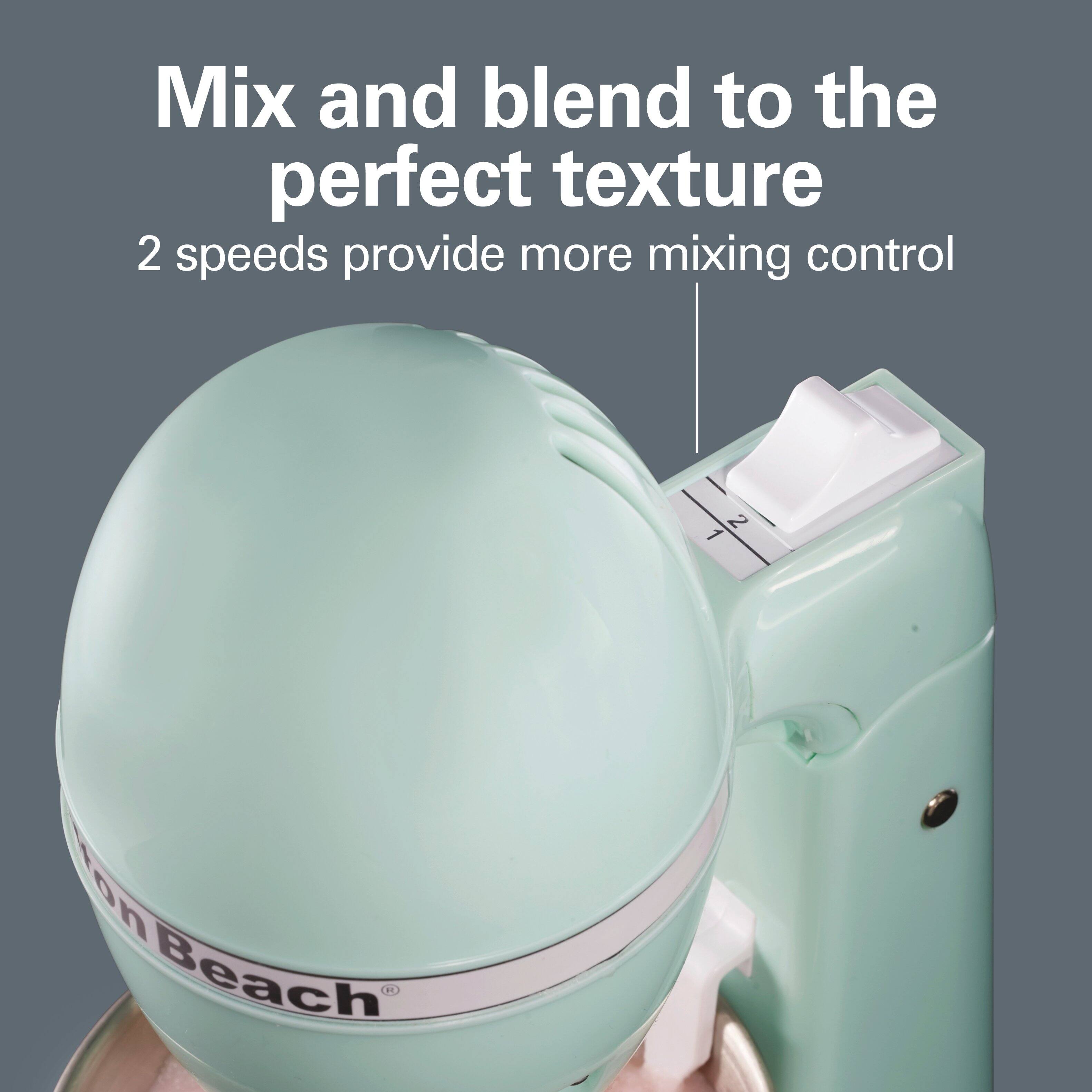 Mix and blend to the perfect texture  
2 speeds provide more mixing control
