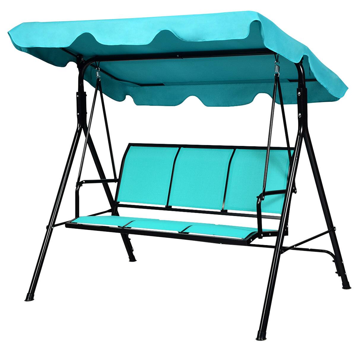Alt View 1. Gymax - Gymax Outdoor Swing Canopy Patio Swing Chair 3 Person Canopy Hammock Blue - Blue.